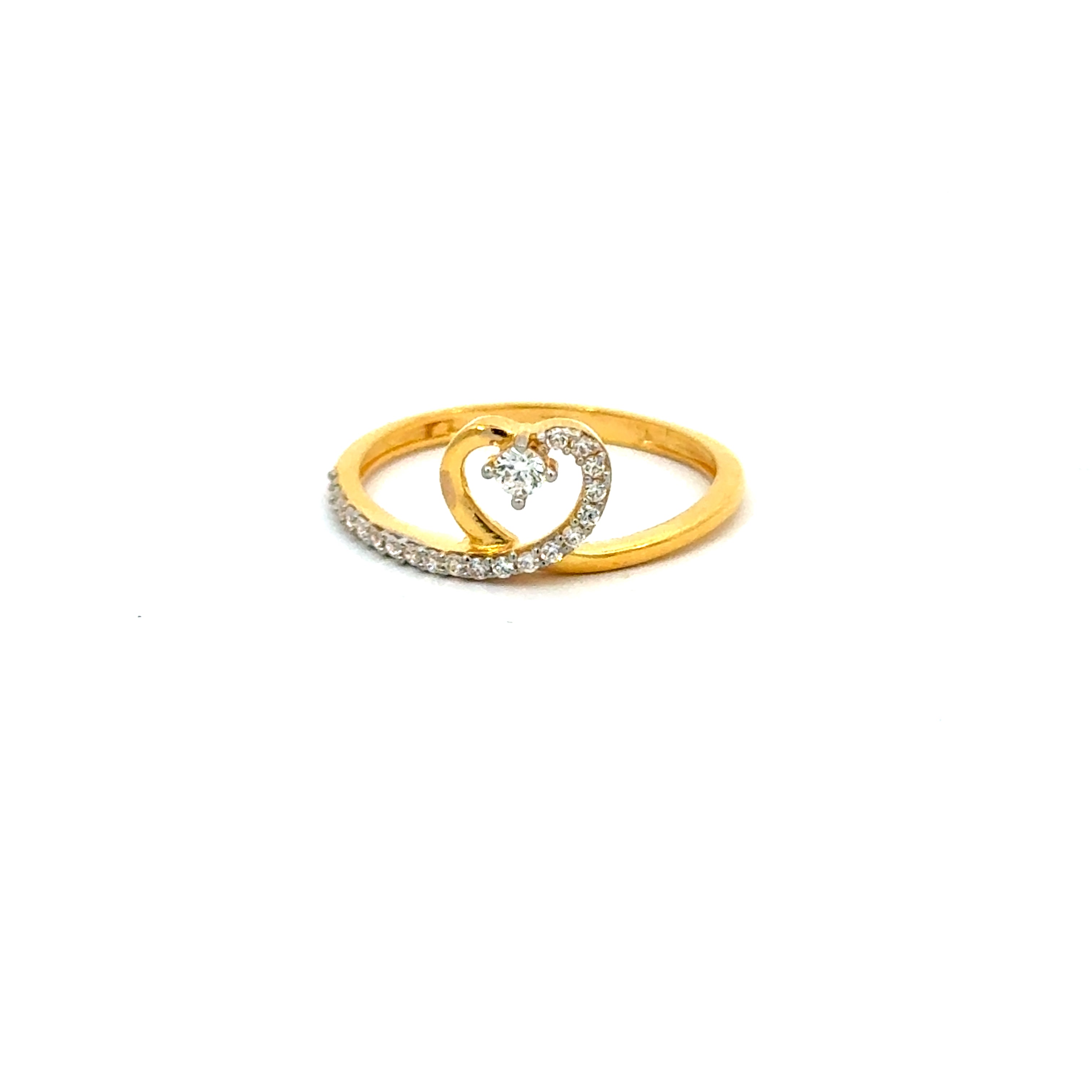 22k Yellow Cubic Zirconia Cocktail Fancy Heart  Rings in size 8 and total gold weight of 2.58g