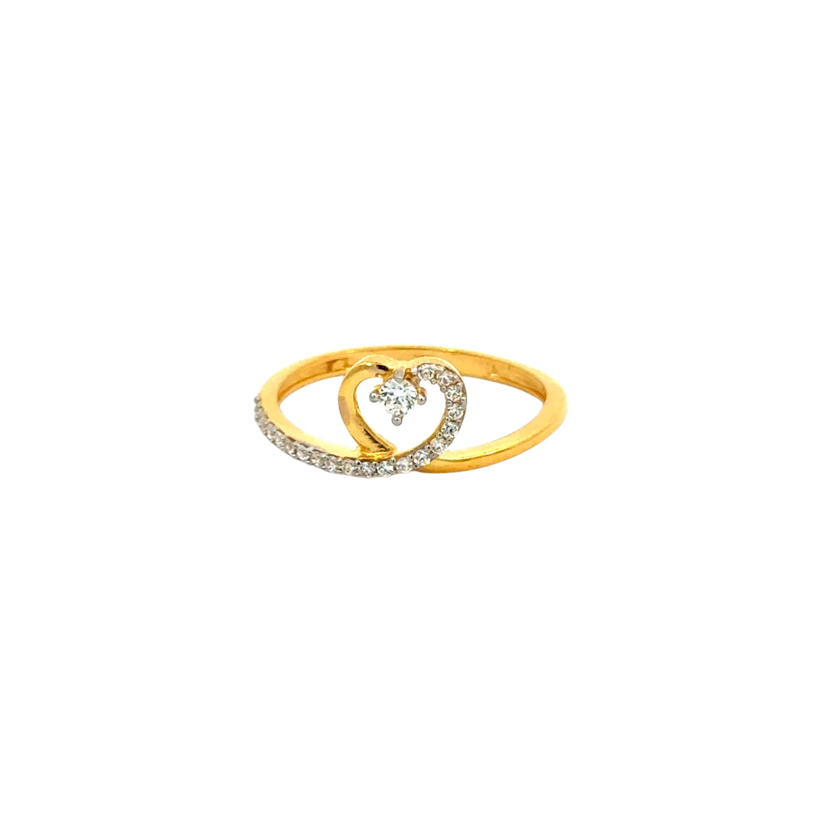 22k Yellow Cubic Zirconia Cocktail Fancy Heart  Rings in size 8 and total gold weight of 2.58g