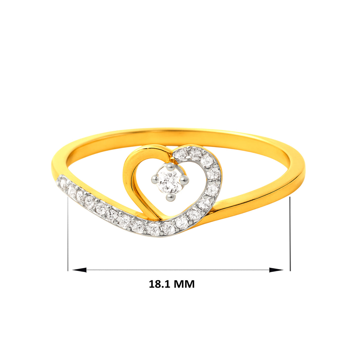 22k Yellow Cubic Zirconia Cocktail Fancy Heart  Rings in size 8 and total gold weight of 2.58g