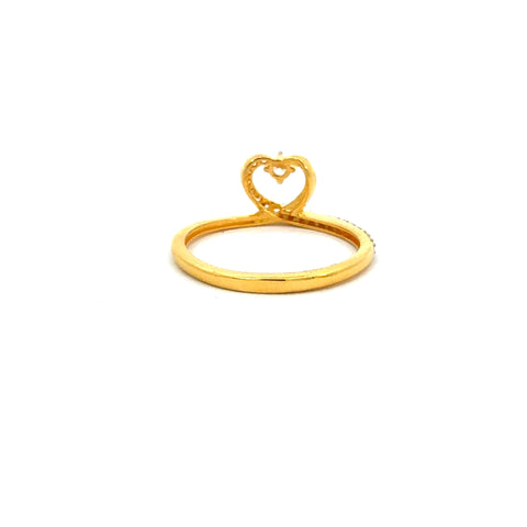 22k Yellow Cubic Zirconia Cocktail Fancy Heart  Rings in size 8 and total gold weight of 2.58g