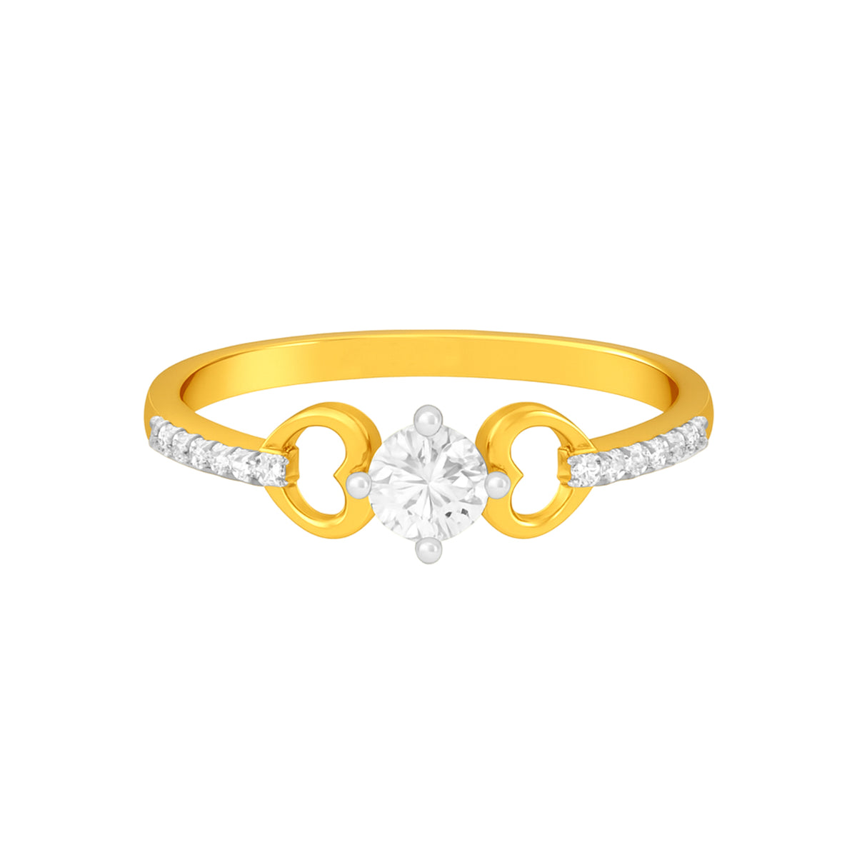 22k Yellow Cubic Zirconia Solitaire Heart  Rings in size 7.5 and total gold weight of 2.18g