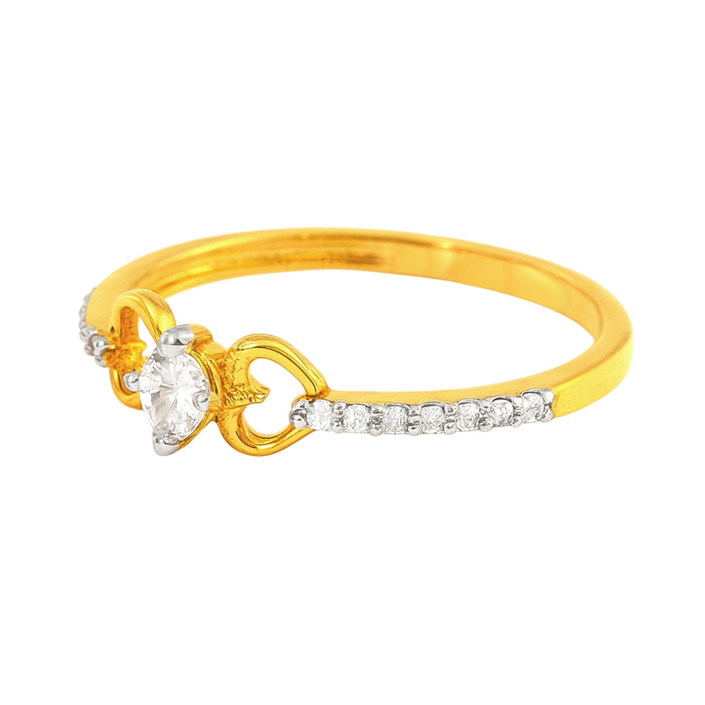 22k Yellow Cubic Zirconia Solitaire Heart  Rings in size 7.5 and total gold weight of 2.18g