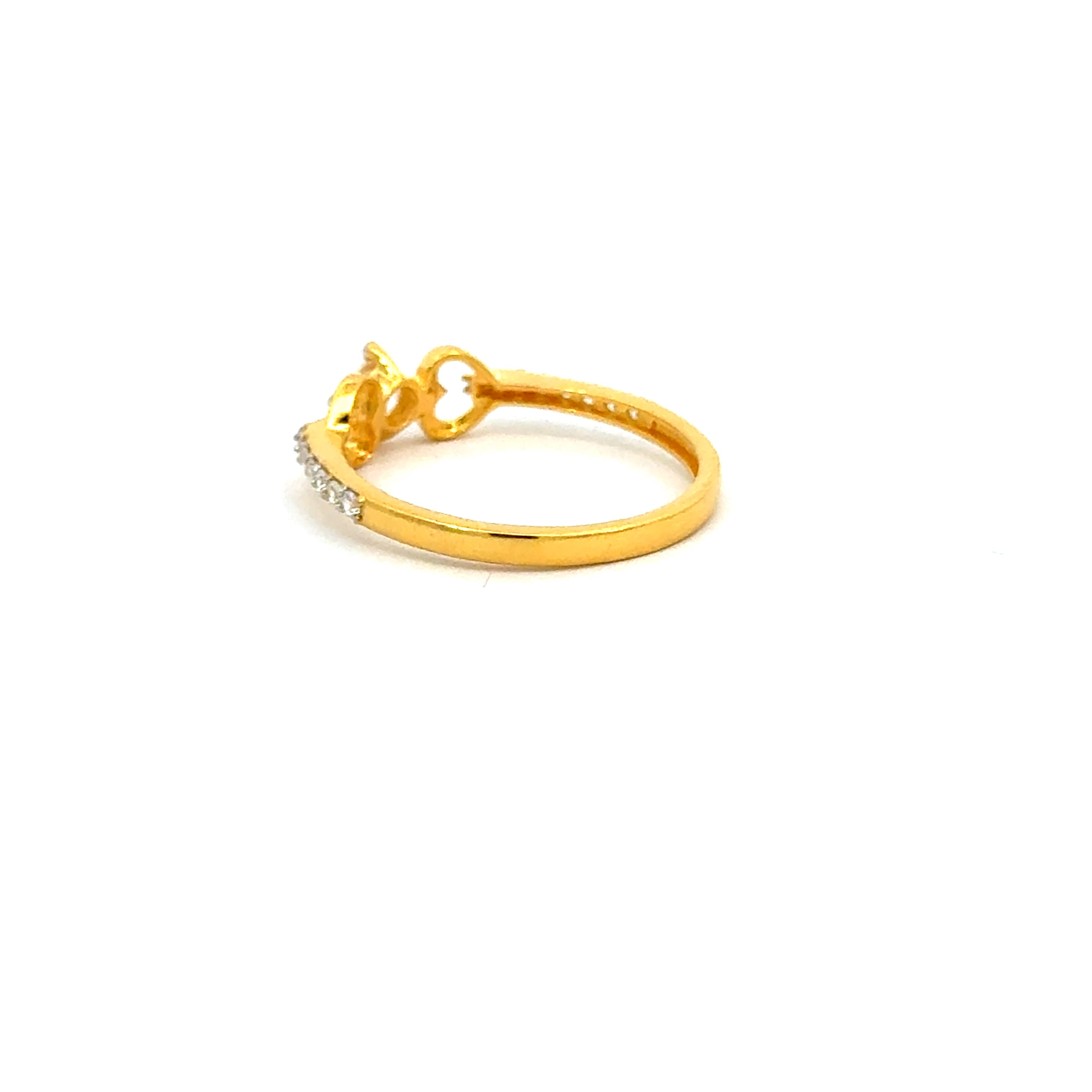 22k Yellow Cubic Zirconia Solitaire Heart  Rings in size 7.5 and total gold weight of 2.18g