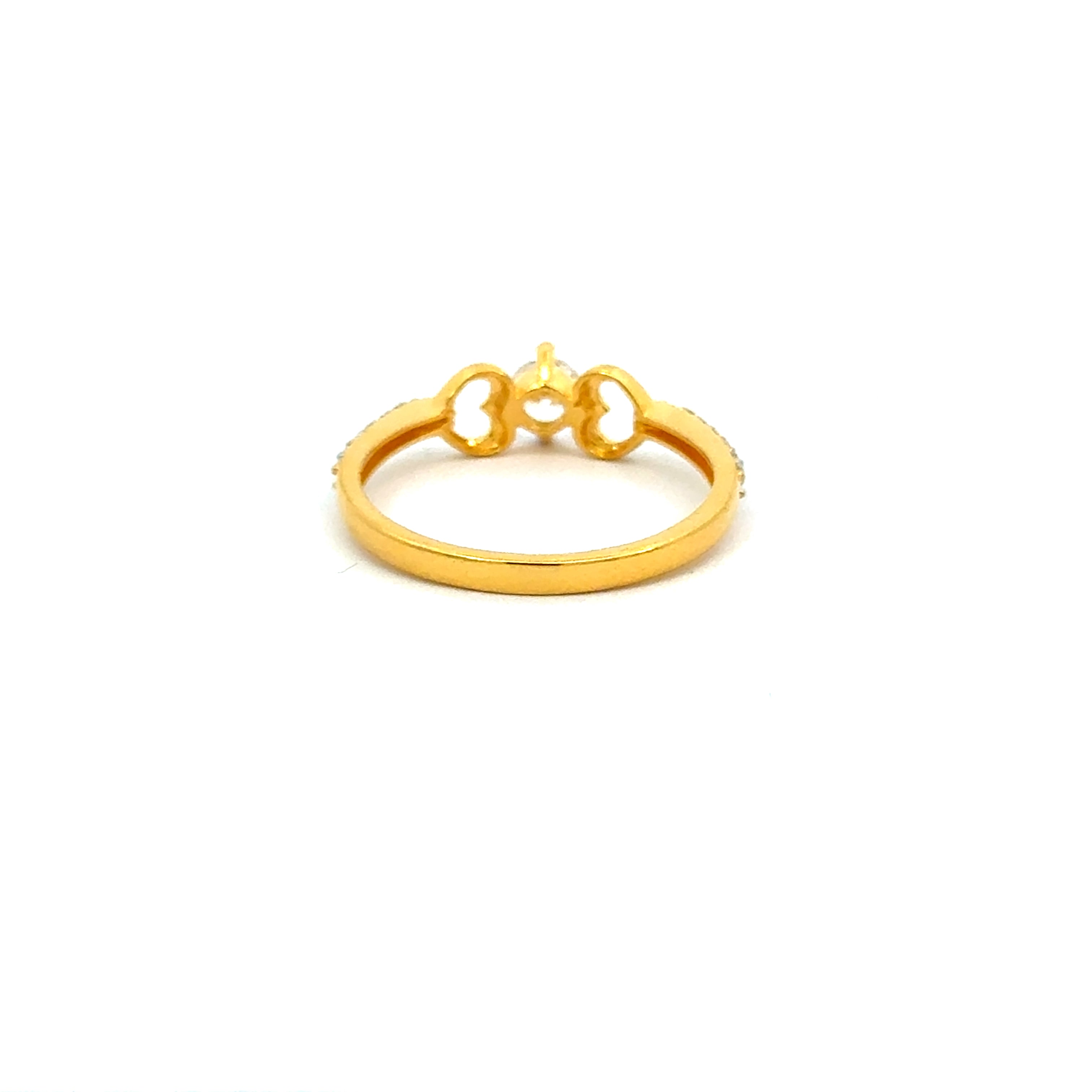 22k Yellow Cubic Zirconia Solitaire Heart  Rings in size 7.5 and total gold weight of 2.18g