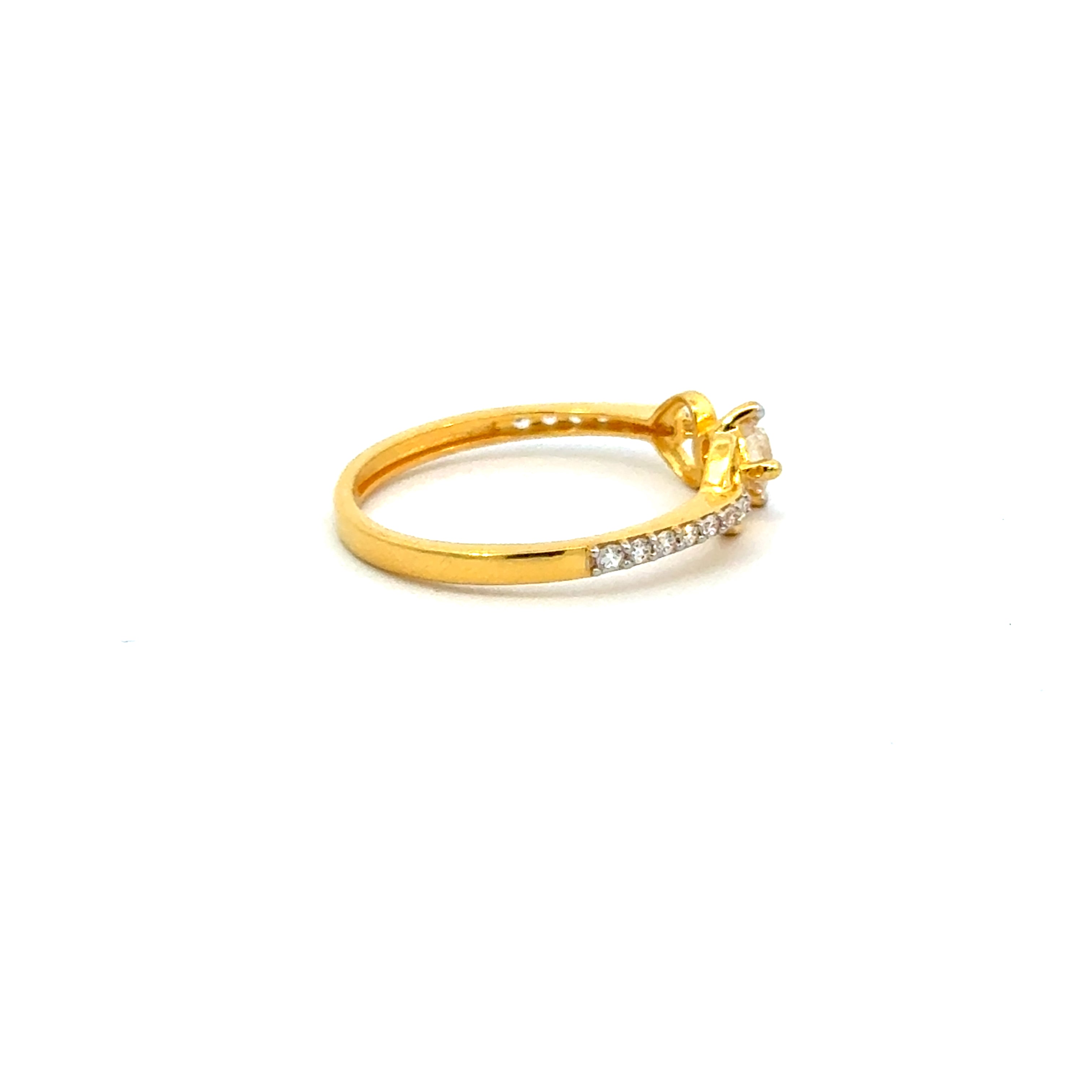 22k Yellow Cubic Zirconia Solitaire Heart  Rings in size 7.5 and total gold weight of 2.18g