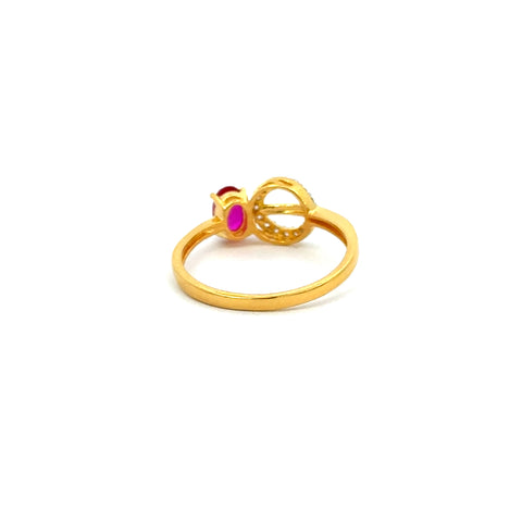 22k Yellow Cubic Zirconia Cocktail Fancy Rings in size 7 and total gold weight of 2.23g