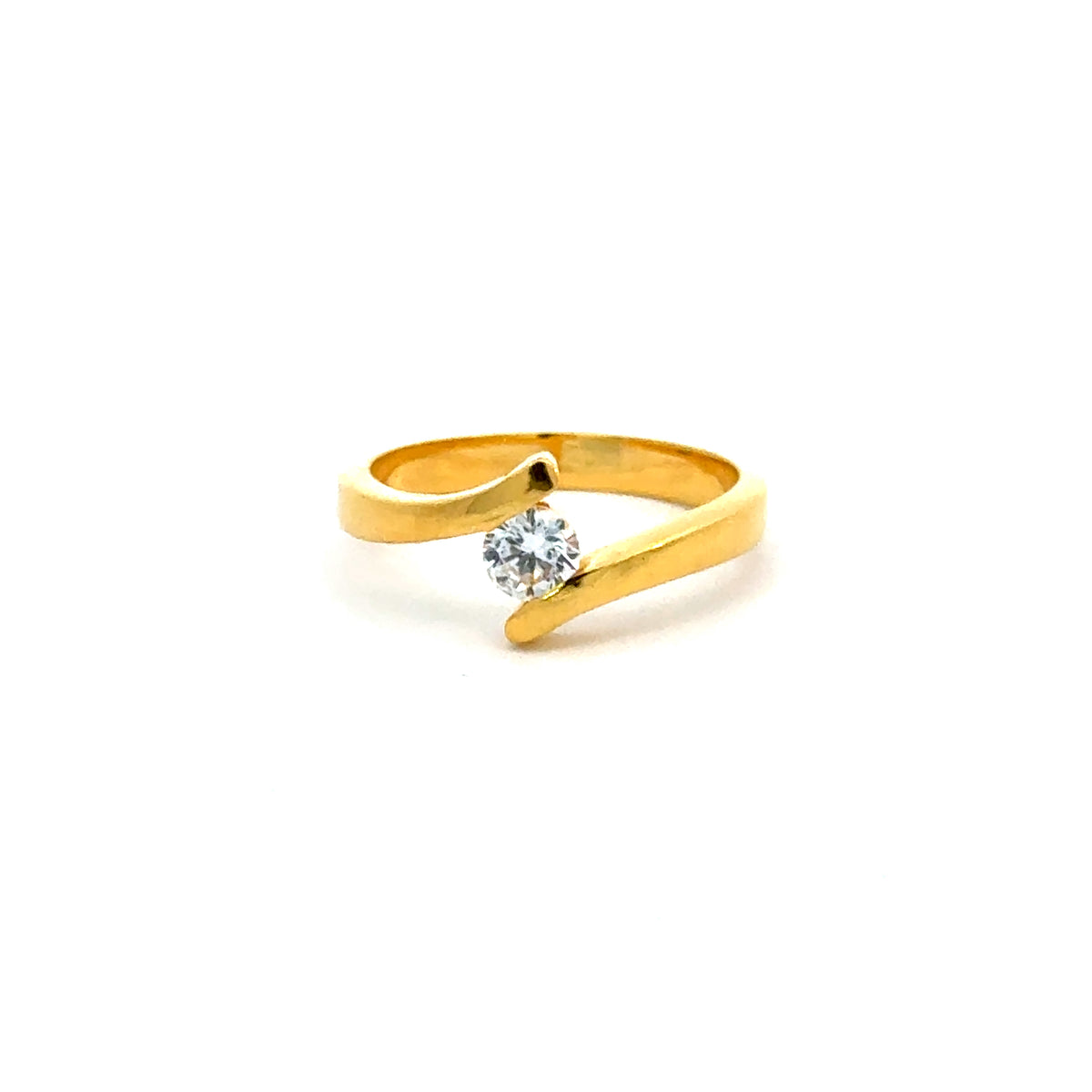 22k Yellow Cubic Zirconia Solitaire Fancy Rings in size 6 and total gold weight of 4.05g