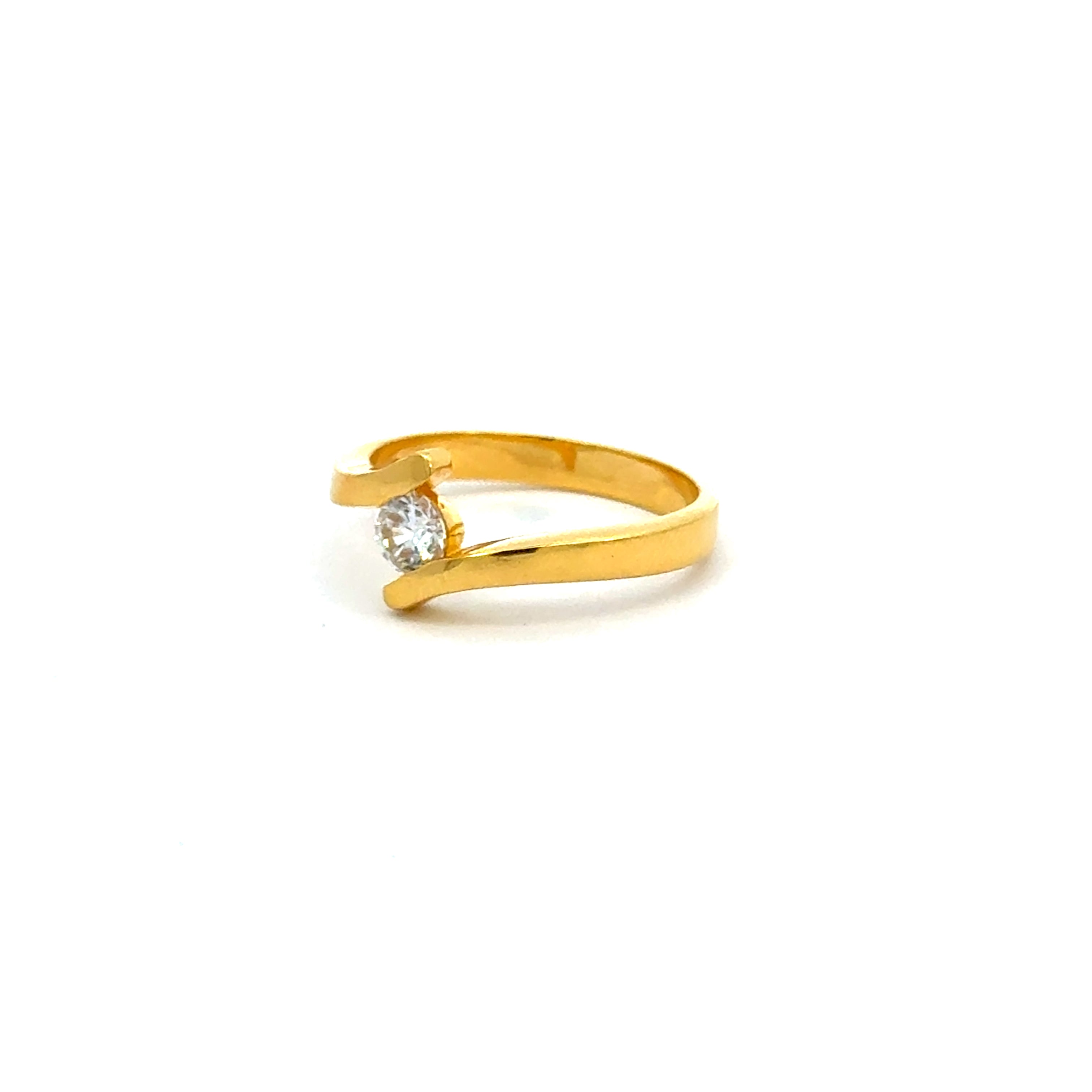 22k Yellow Cubic Zirconia Solitaire Fancy Rings in size 6 and total gold weight of 4.05g