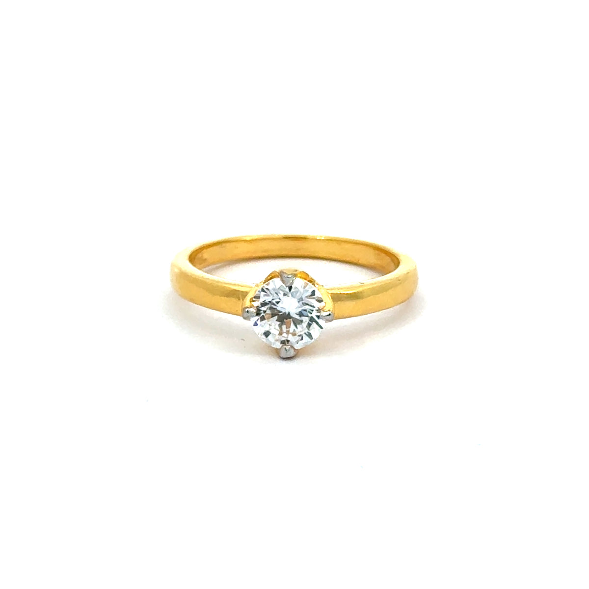 22k Yellow Cubic Zirconia Solitaire Rings in size 7 and total gold weight of 4.36g