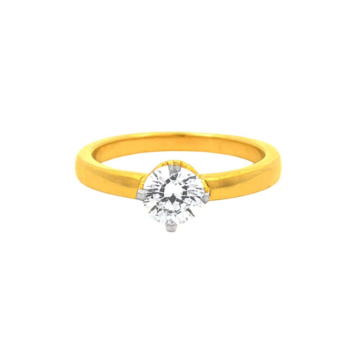 22k Yellow Cubic Zirconia Solitaire Rings in size 7 and total gold weight of 4.36g