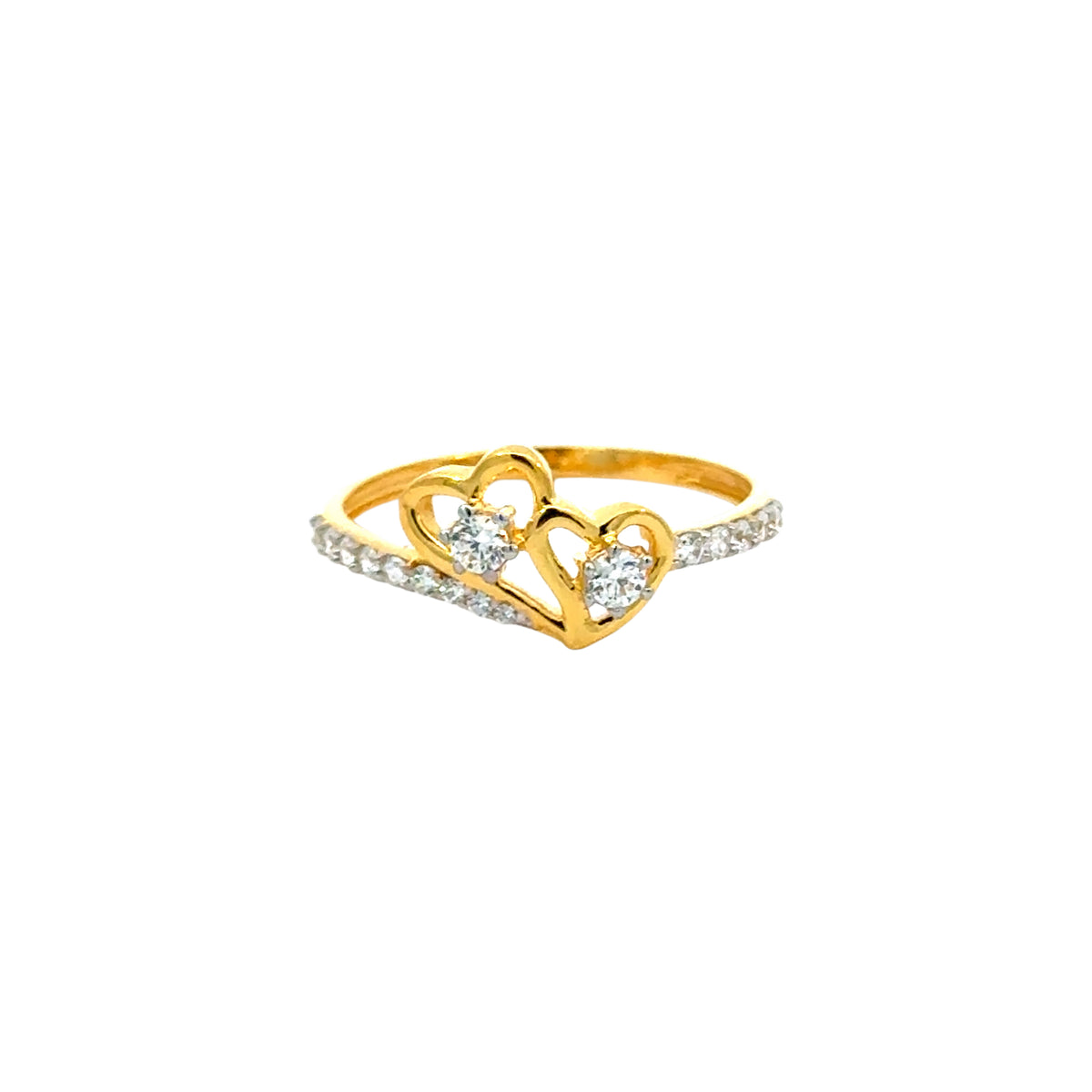 22k Yellow Cubic Zirconia Cocktail Fancy Heart  Rings in size 8 and total gold weight of 2.16g