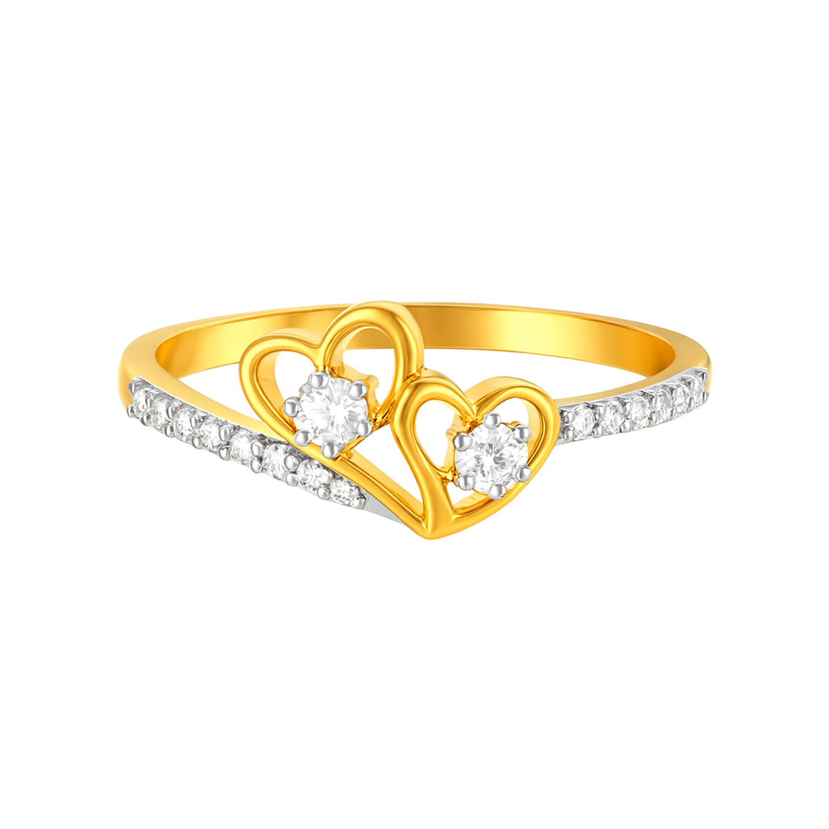 22k Yellow Cubic Zirconia Cocktail Fancy Heart  Rings in size 8 and total gold weight of 2.16g