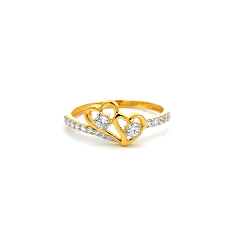 22k Yellow Cubic Zirconia Cocktail Fancy Heart  Rings in size 8 and total gold weight of 2.16g