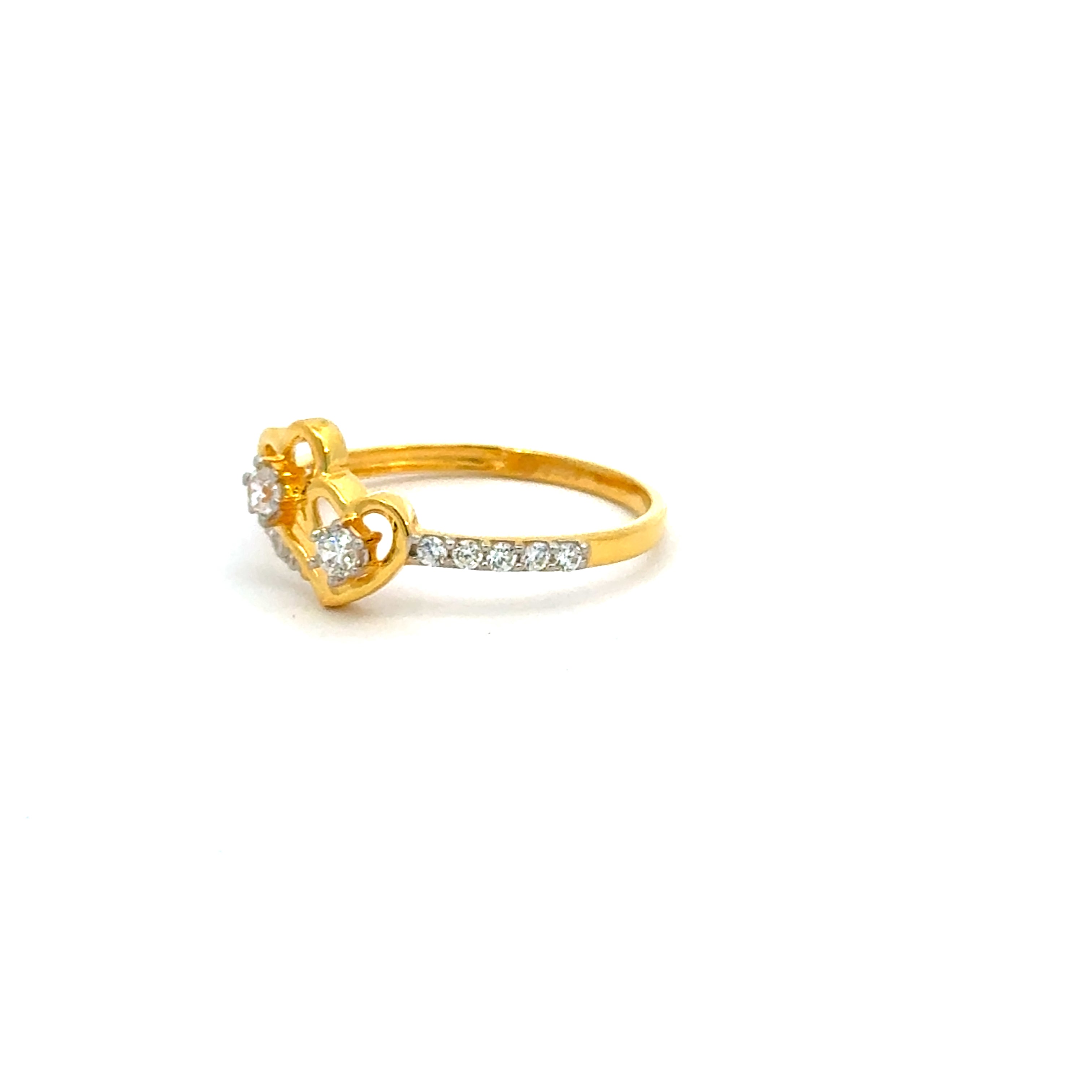 22k Yellow Cubic Zirconia Cocktail Fancy Heart  Rings in size 8 and total gold weight of 2.16g