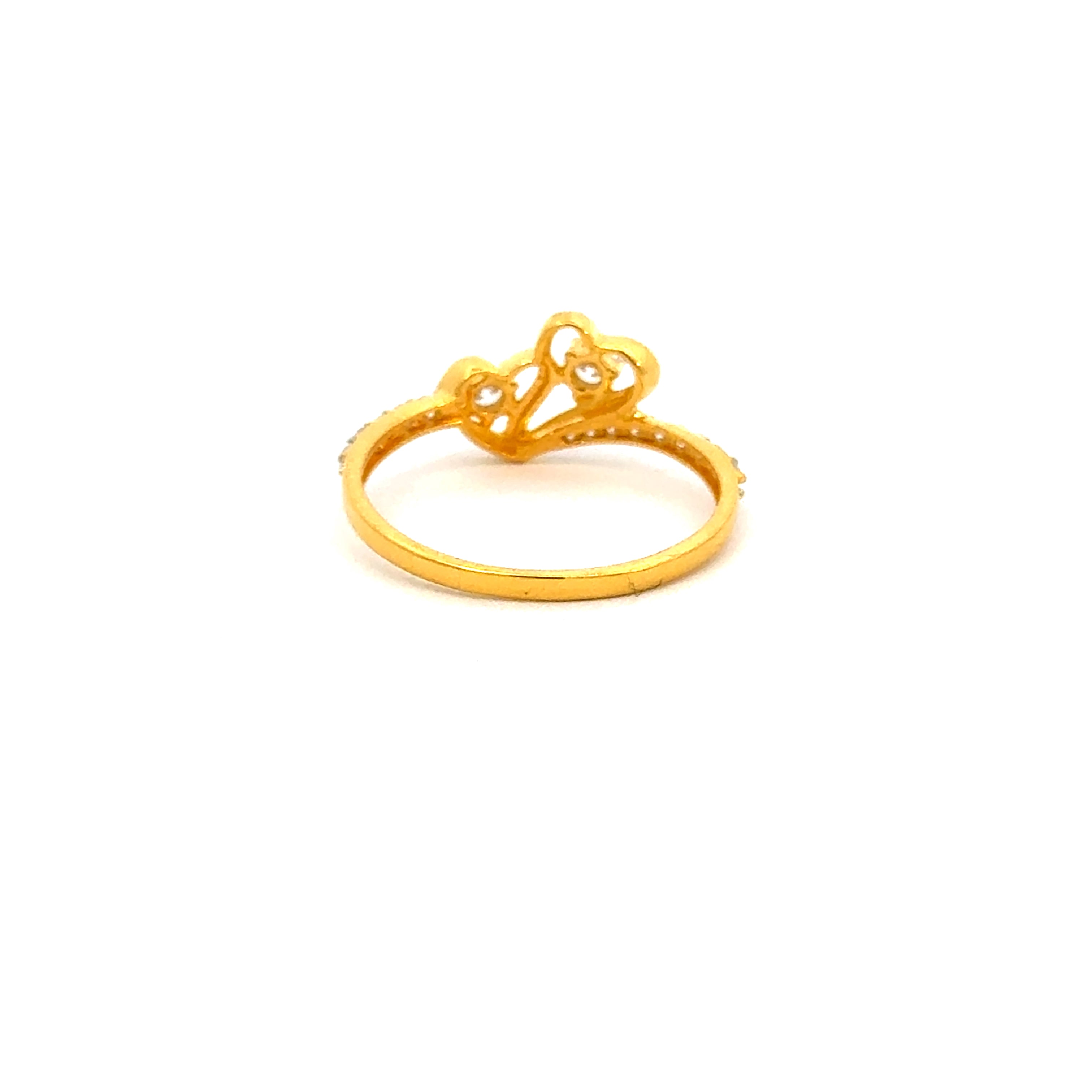 22k Yellow Cubic Zirconia Cocktail Fancy Heart  Rings in size 8 and total gold weight of 2.16g