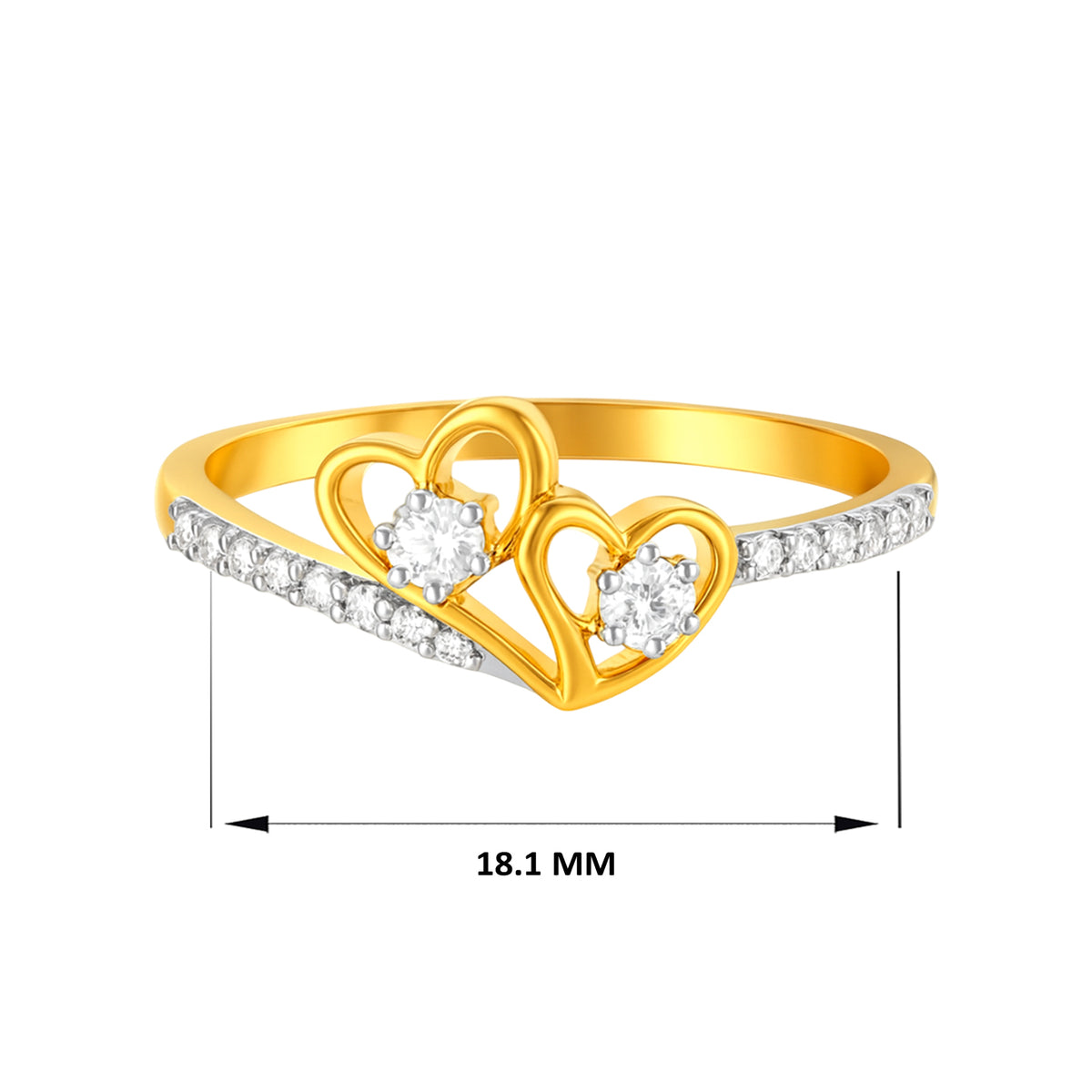 22k Yellow Cubic Zirconia Cocktail Fancy Heart  Rings in size 8 and total gold weight of 2.16g