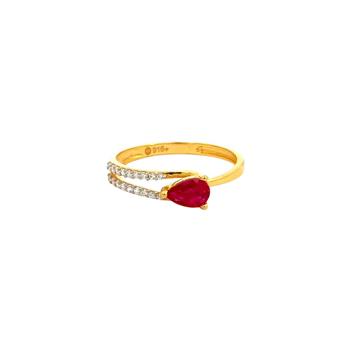 22k Yellow Cubic Zirconia Solitaire Fancy Petite  Rings in size 6.5 and total gold weight of 2.1g