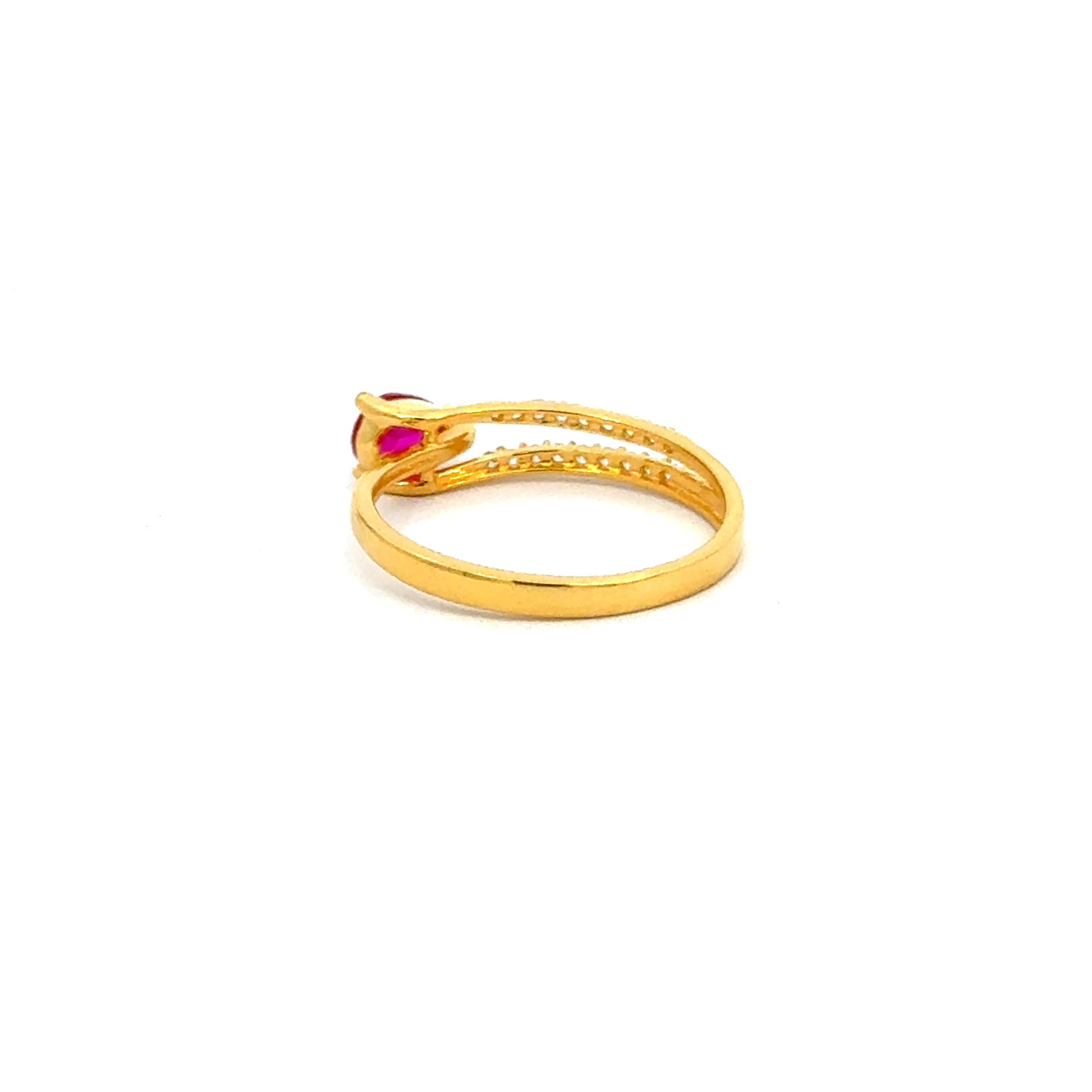 22k Yellow Cubic Zirconia Solitaire Fancy Petite  Rings in size 6.5 and total gold weight of 2.1g