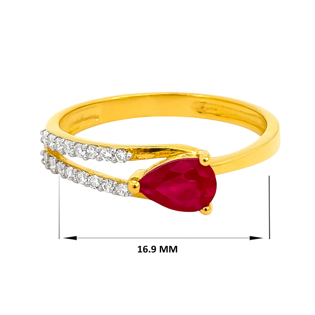 22k Yellow Cubic Zirconia Solitaire Fancy Petite  Rings in size 6.5 and total gold weight of 2.1g