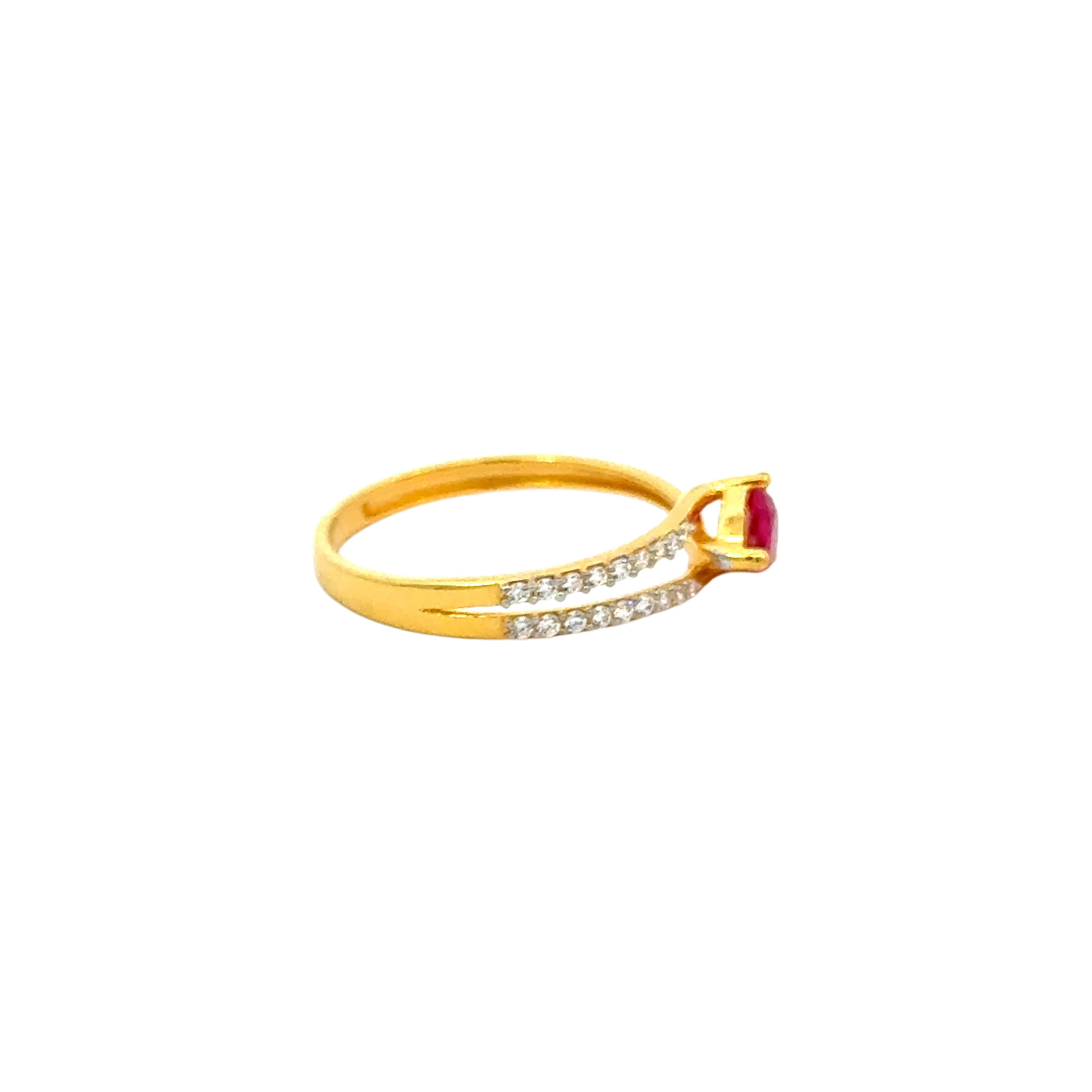 22k Yellow Cubic Zirconia Solitaire Fancy Petite  Rings in size 6.5 and total gold weight of 2.1g