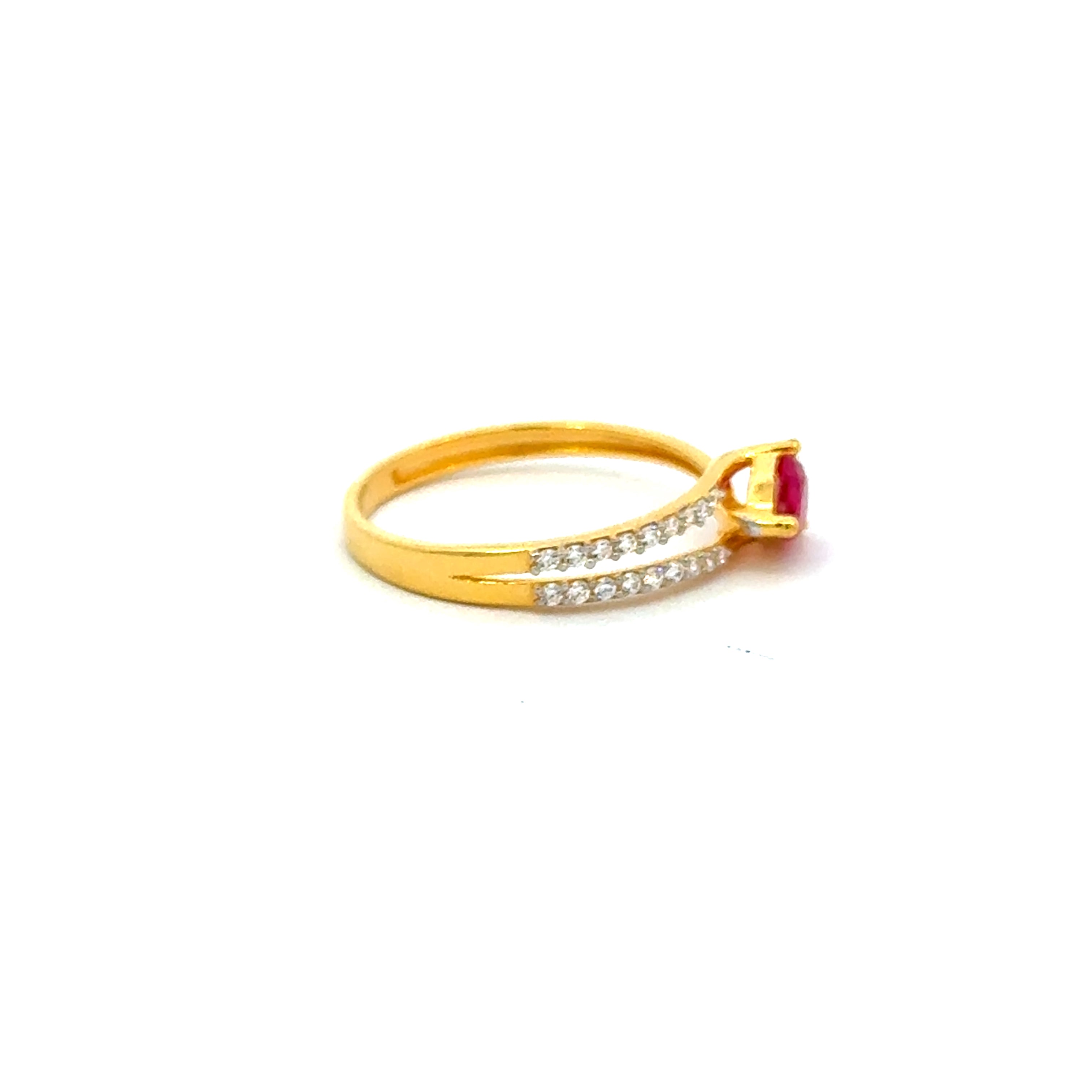 22k Yellow Cubic Zirconia Solitaire Fancy Petite  Rings in size 6.5 and total gold weight of 2.1g