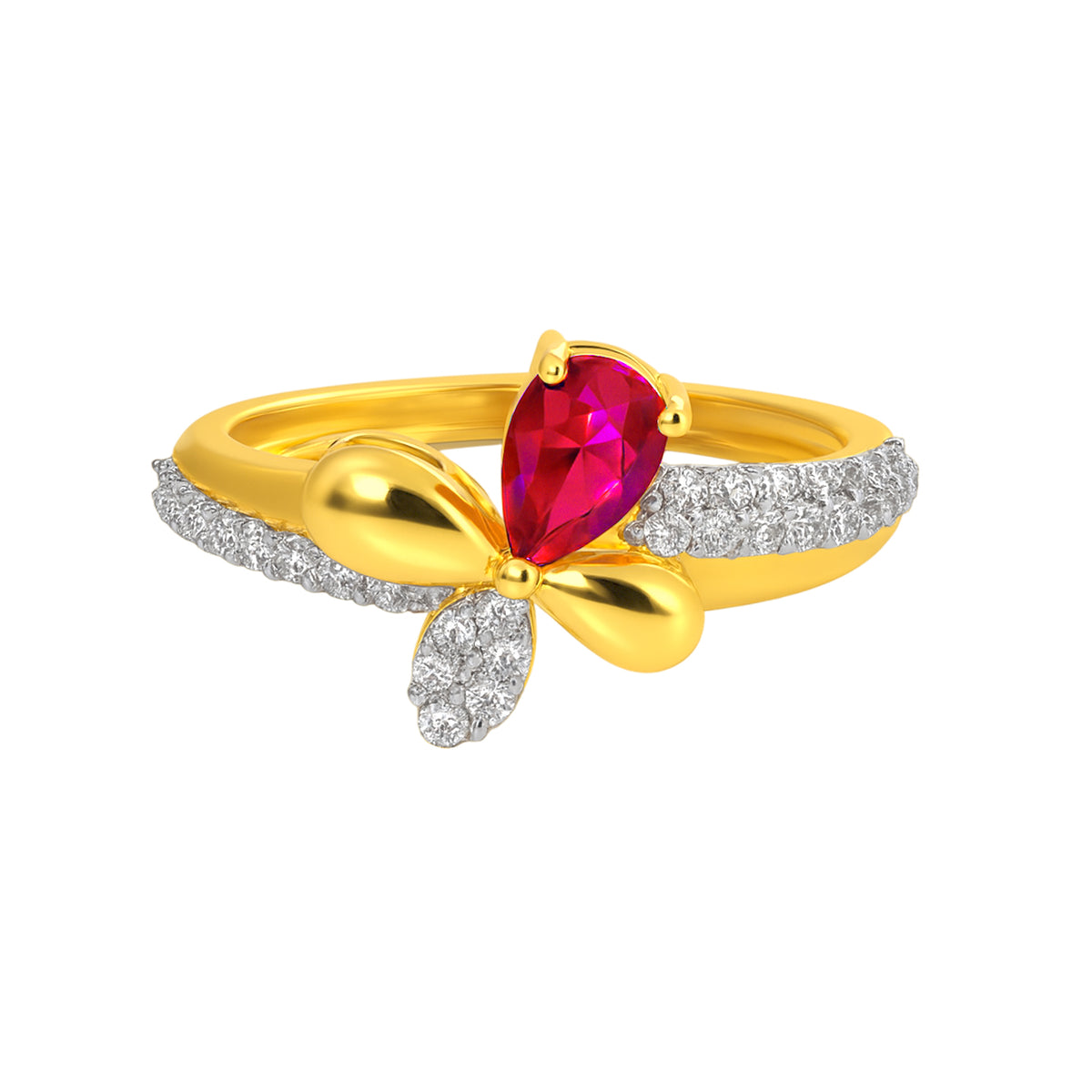 22k Yellow Cubic Zirconia Cocktail Fancy Butterfly  Rings in size 7.5 and total gold weight of 3.26g