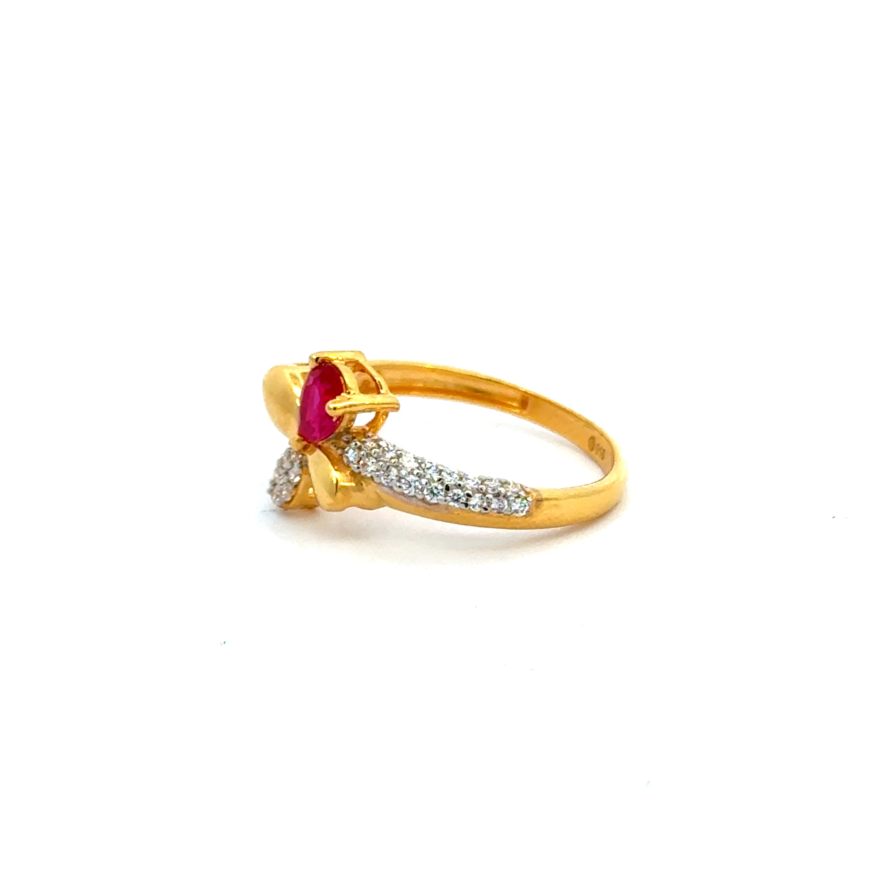 22k Yellow Cubic Zirconia Cocktail Fancy Butterfly  Rings in size 7.5 and total gold weight of 3.26g