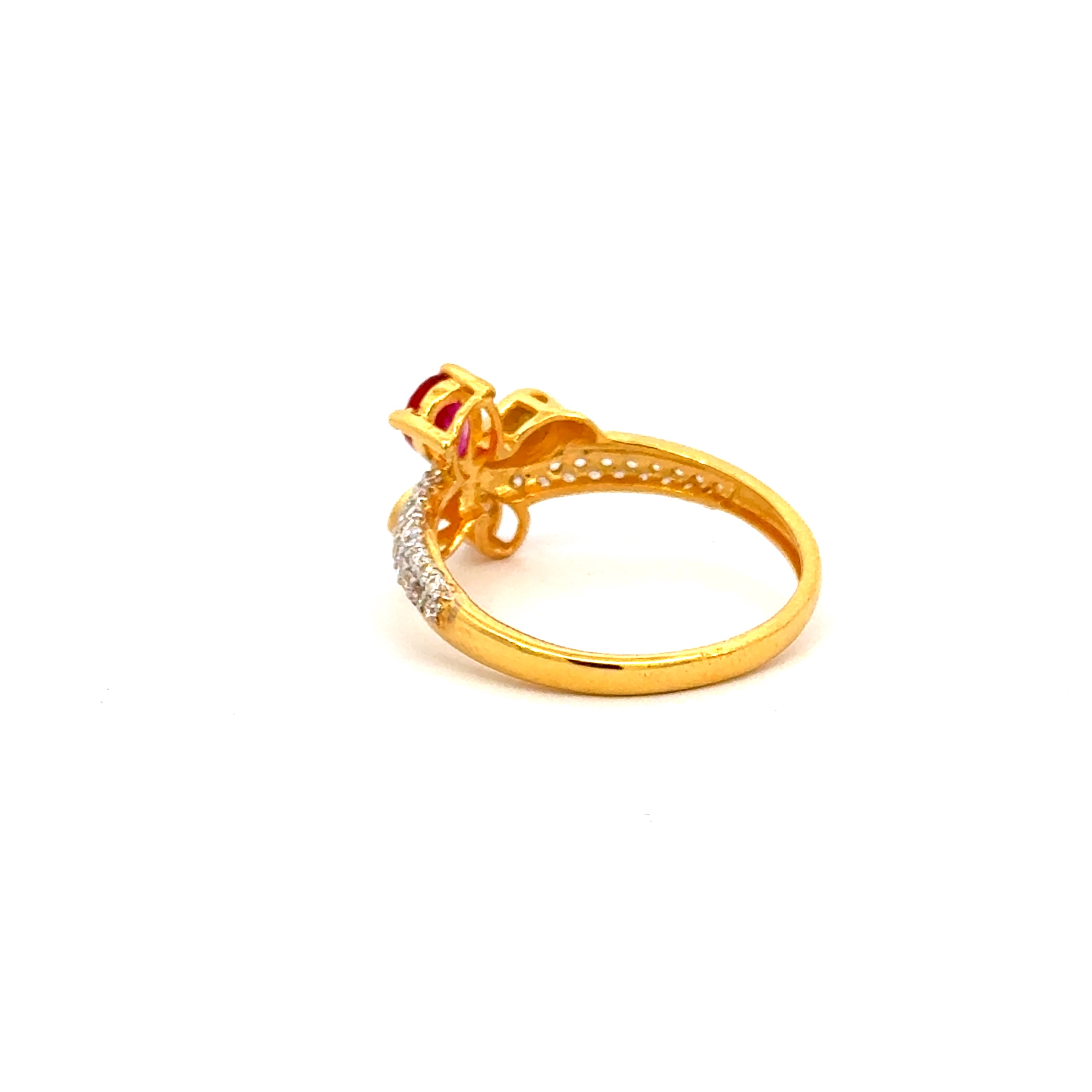 22k Yellow Cubic Zirconia Cocktail Fancy Butterfly  Rings in size 7.5 and total gold weight of 3.26g