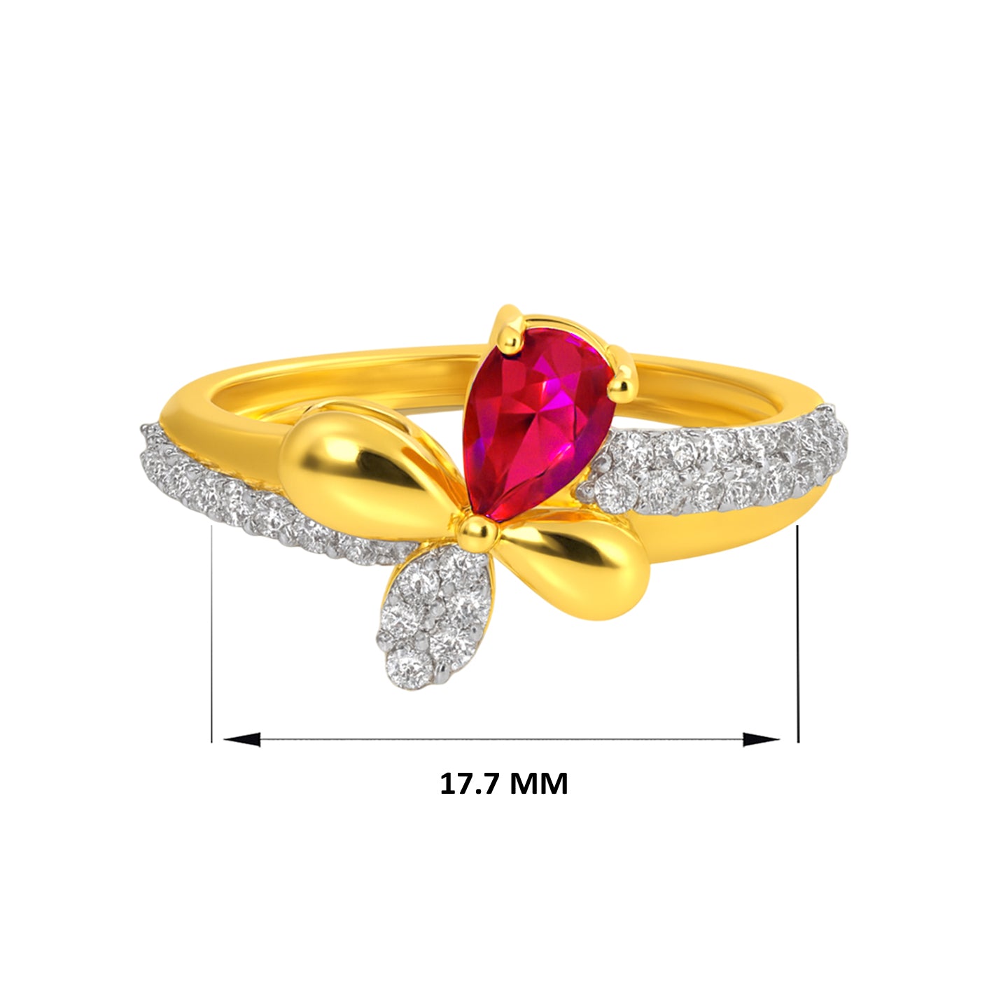 22k Yellow Cubic Zirconia Cocktail Fancy Butterfly  Rings in size 7.5 and total gold weight of 3.26g