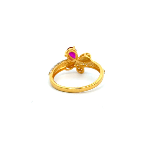 22k Yellow Cubic Zirconia Cocktail Fancy Butterfly  Rings in size 7.5 and total gold weight of 3.26g