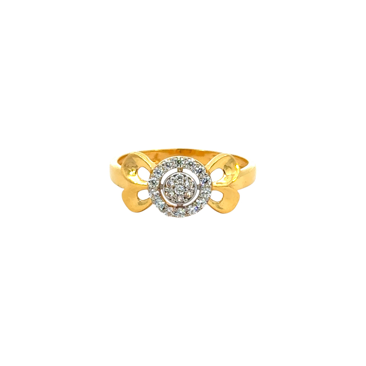 22k Yellow Cubic Zirconia Solitaire Cocktail Rings in size 7 and total gold weight of 2.8g