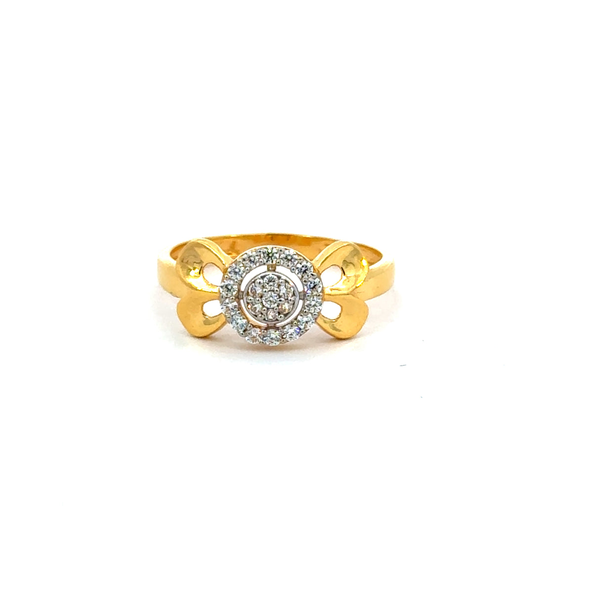 22k Yellow Cubic Zirconia Solitaire Cocktail Rings in size 7 and total gold weight of 2.8g