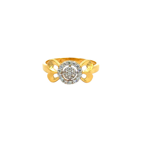 22k Yellow Cubic Zirconia Solitaire Cocktail Rings in size 7 and total gold weight of 2.8g