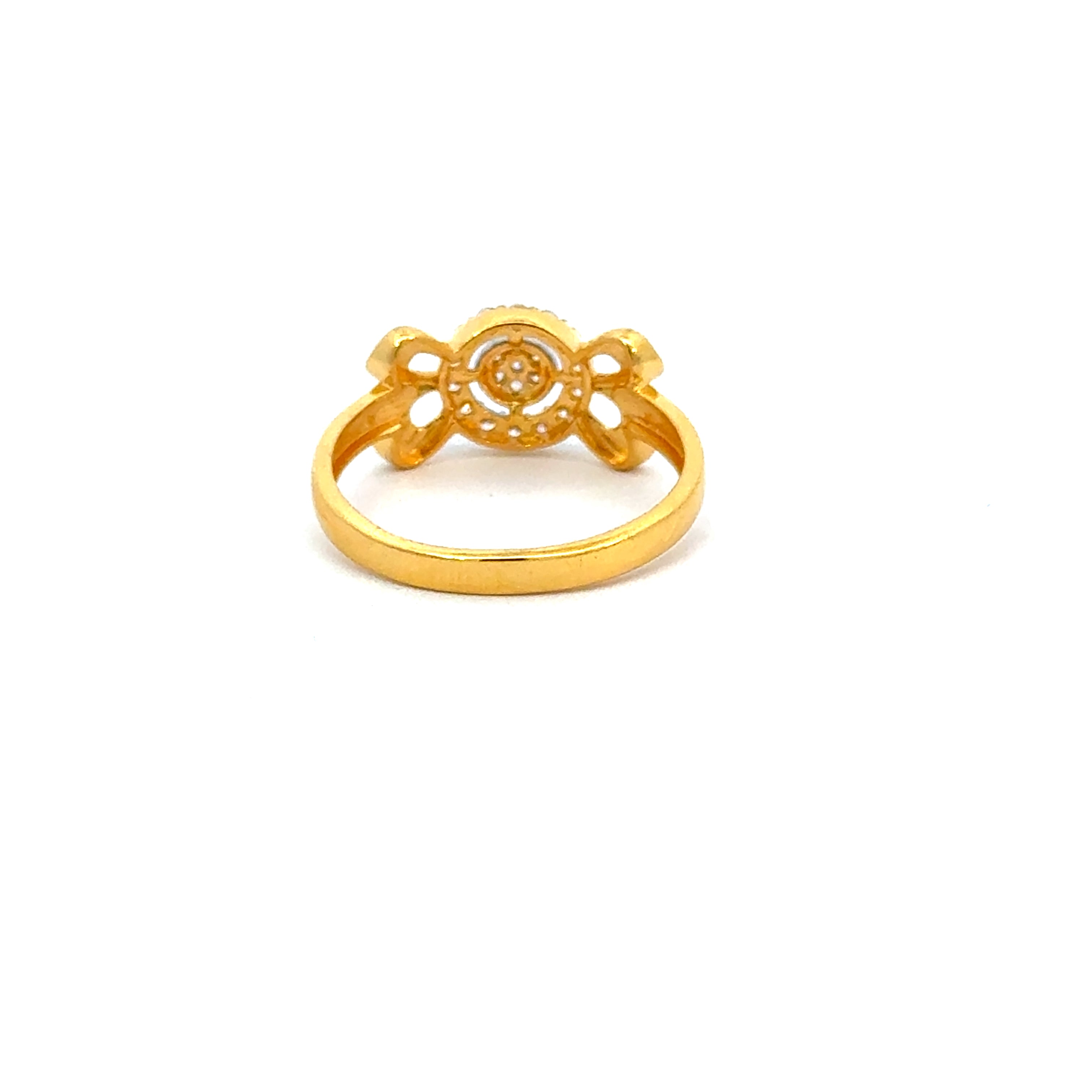 22k Yellow Cubic Zirconia Solitaire Cocktail Rings in size 7 and total gold weight of 2.8g