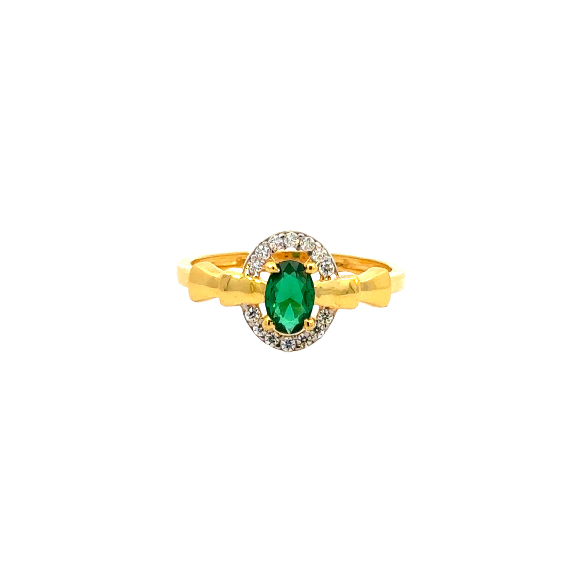 22k Yellow Cubic Zirconia Solitaire Fancy Rings in size 7 and total gold weight of 2.45g