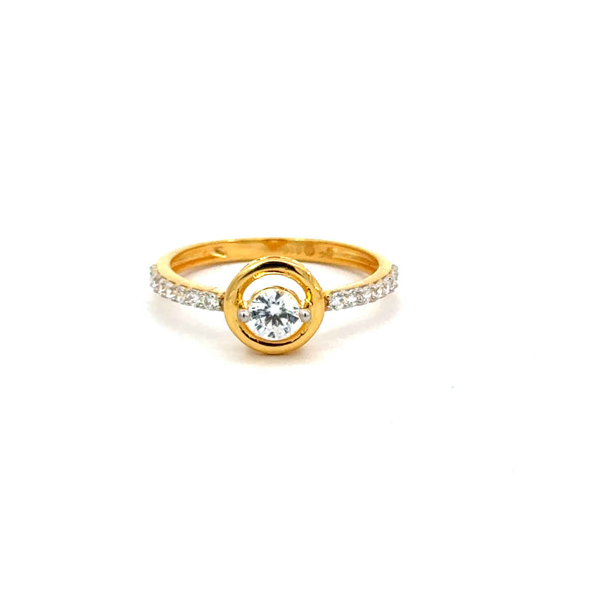 22k Yellow Cubic Zirconia Solitaire Cocktail Rings in size 6.5 and total gold weight of 2.42g