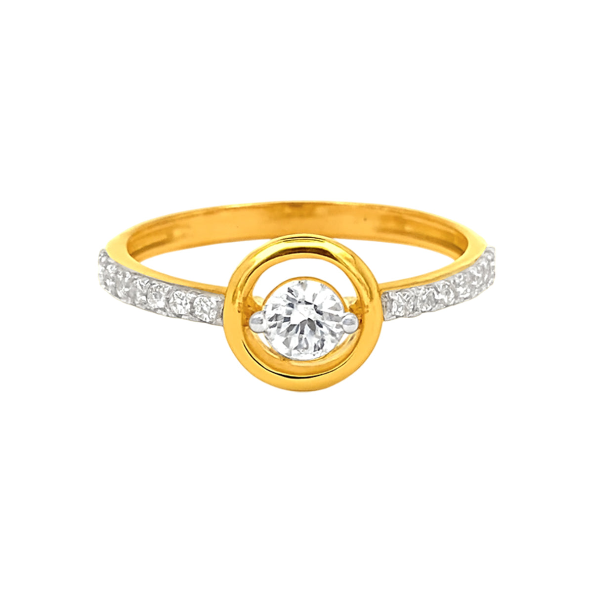 22k Yellow Cubic Zirconia Solitaire Cocktail Rings in size 6.5 and total gold weight of 2.42g