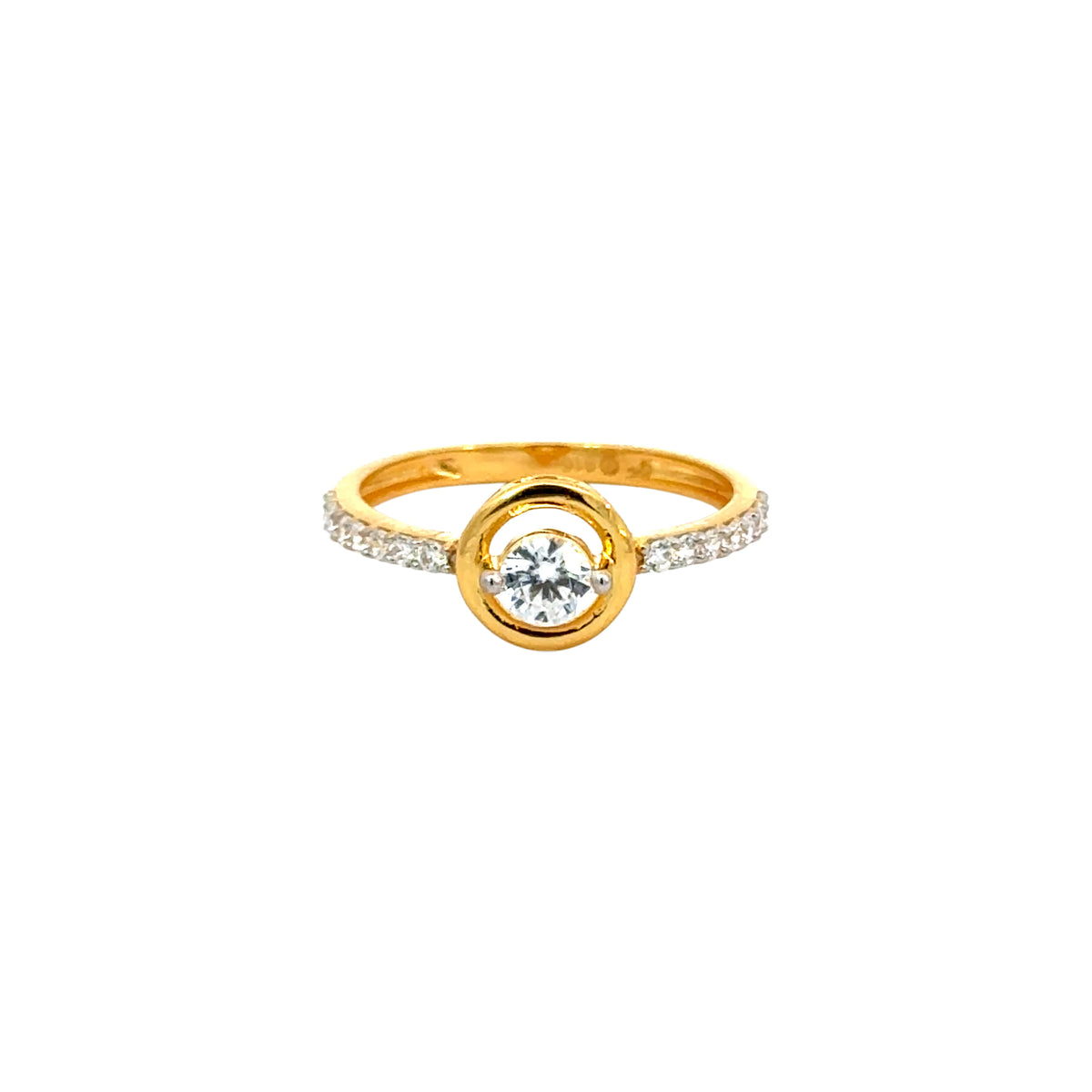 22k Yellow Cubic Zirconia Solitaire Cocktail Rings in size 6.5 and total gold weight of 2.42g