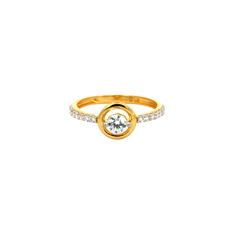 22k Yellow Cubic Zirconia Solitaire Cocktail Rings in size 6.5 and total gold weight of 2.42g