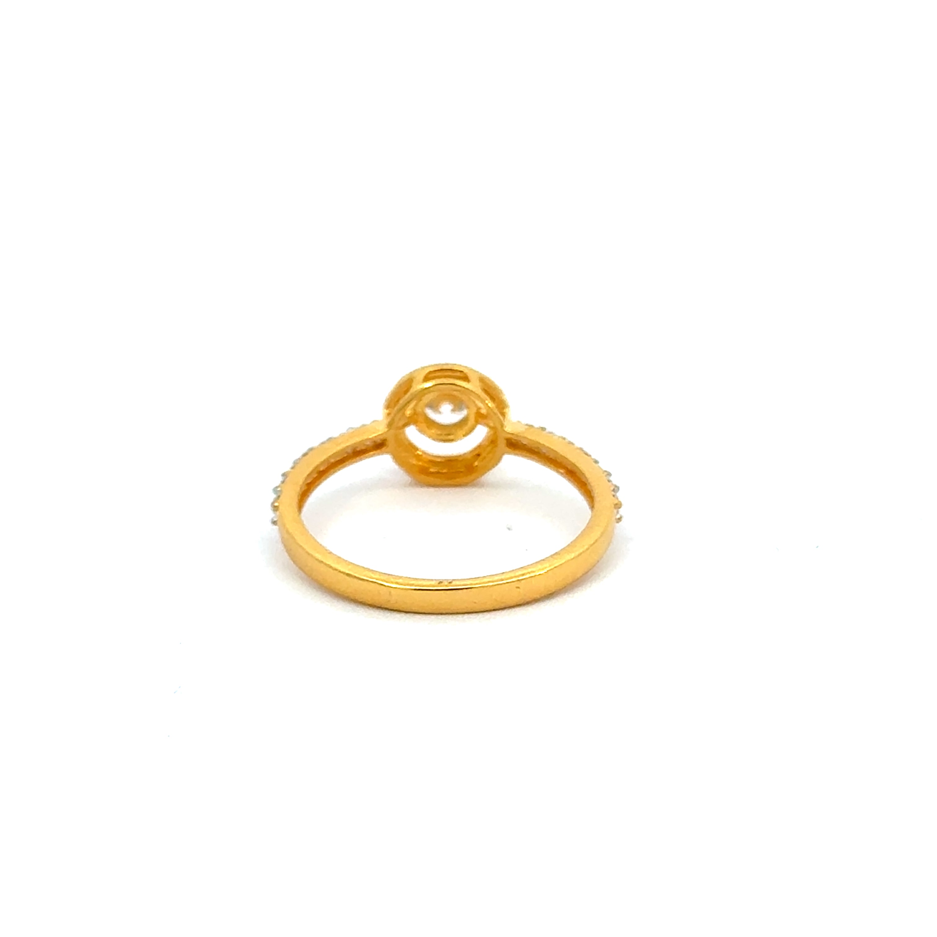 22k Yellow Cubic Zirconia Solitaire Cocktail Rings in size 6.5 and total gold weight of 2.42g