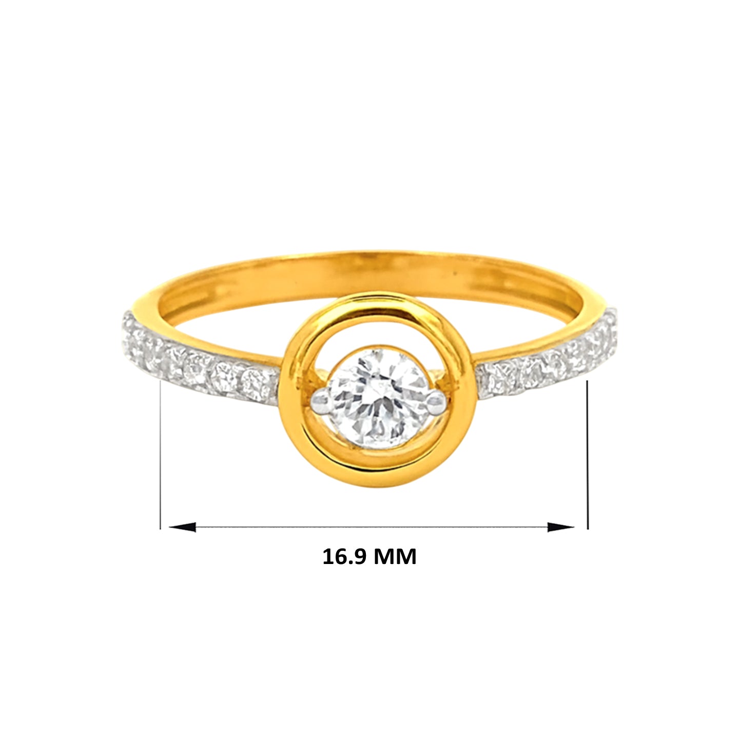 22k Yellow Cubic Zirconia Solitaire Cocktail Rings in size 6.5 and total gold weight of 2.42g