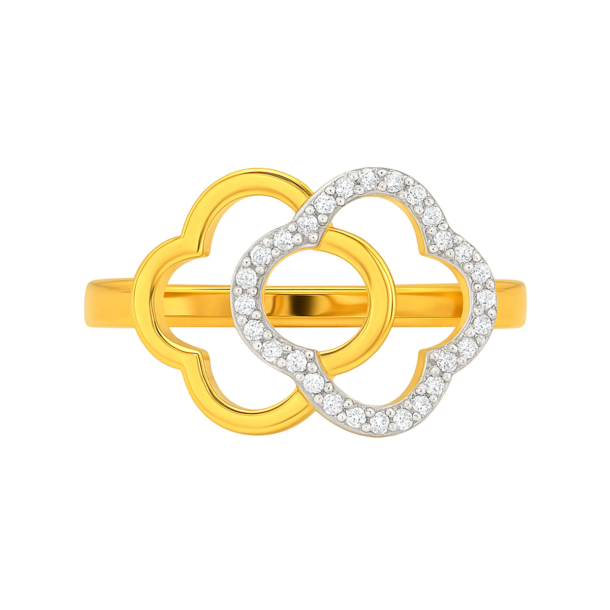 22k Yellow Cubic Zirconia Cocktail Fancy Clover  Rings in size 8 and total gold weight of 2.84g