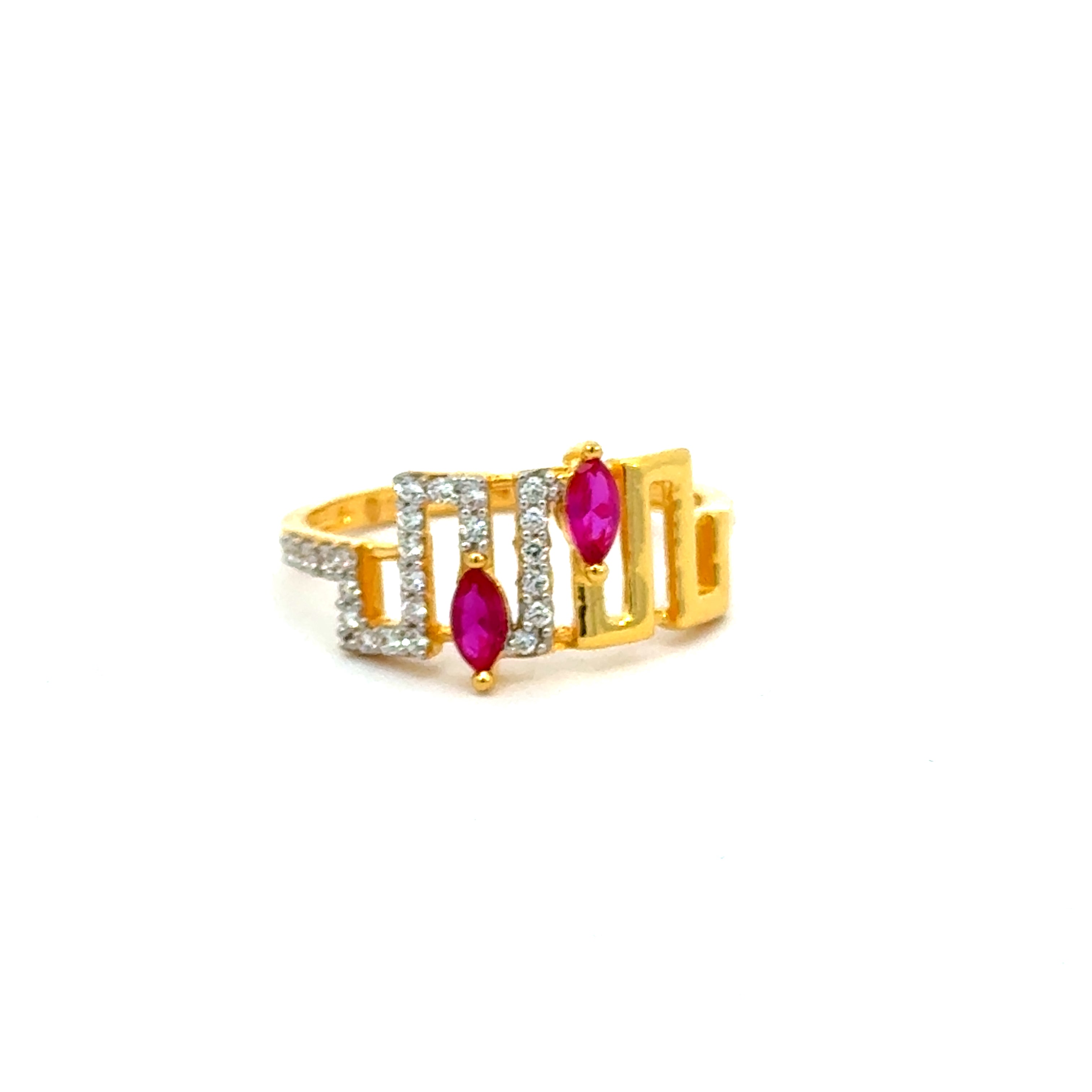 22k Yellow Cubic Zirconia Cocktail Fancy Rings in size 8 and total gold weight of 3.19g