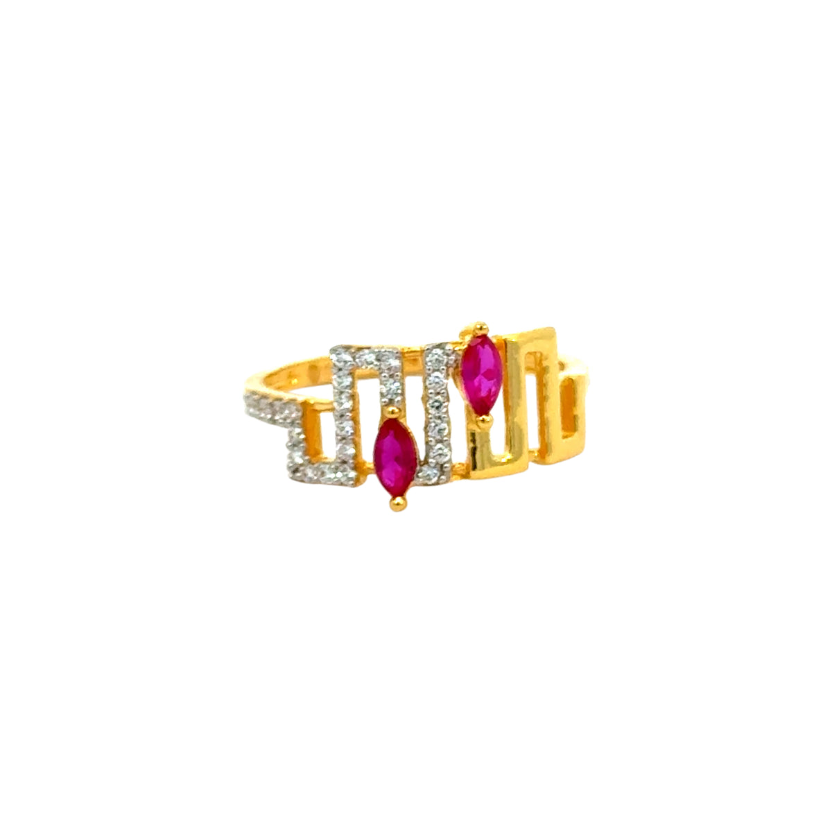 22k Yellow Cubic Zirconia Cocktail Fancy Rings in size 8 and total gold weight of 3.19g