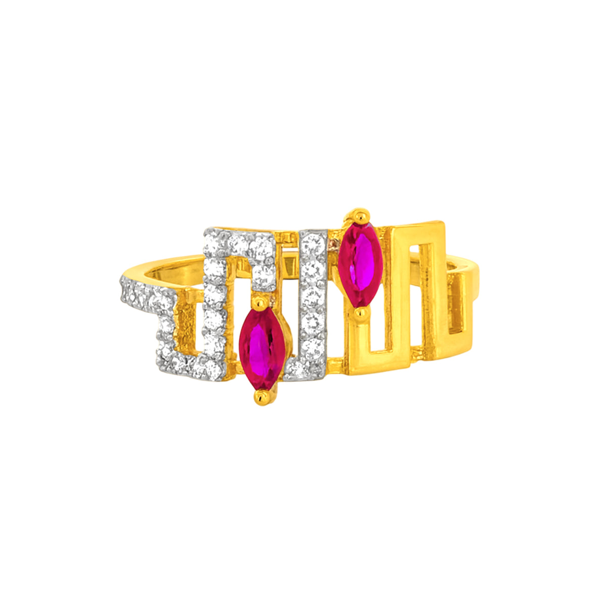 22k Yellow Cubic Zirconia Cocktail Fancy Rings in size 8 and total gold weight of 3.19g