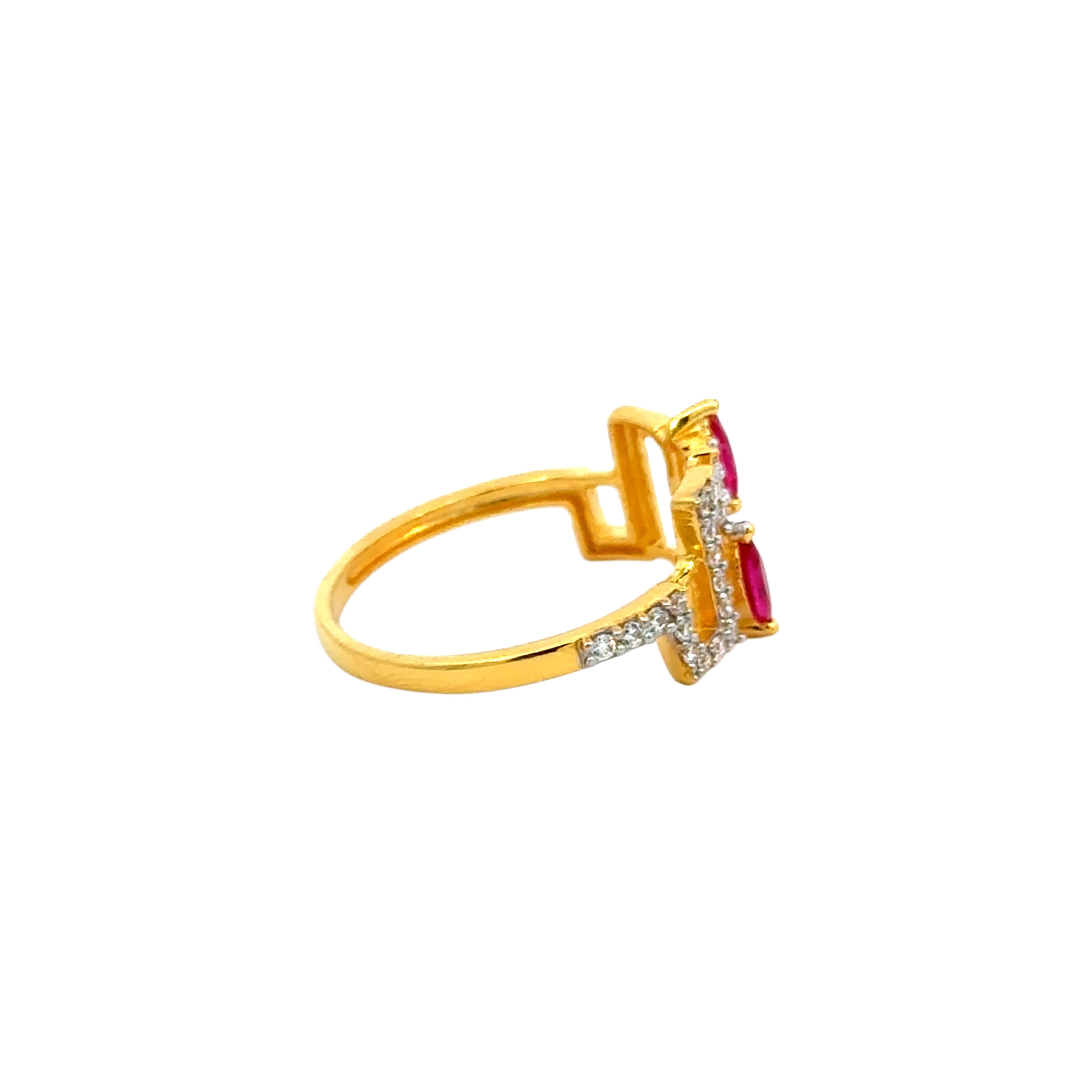 22k Yellow Cubic Zirconia Cocktail Fancy Rings in size 8 and total gold weight of 3.19g