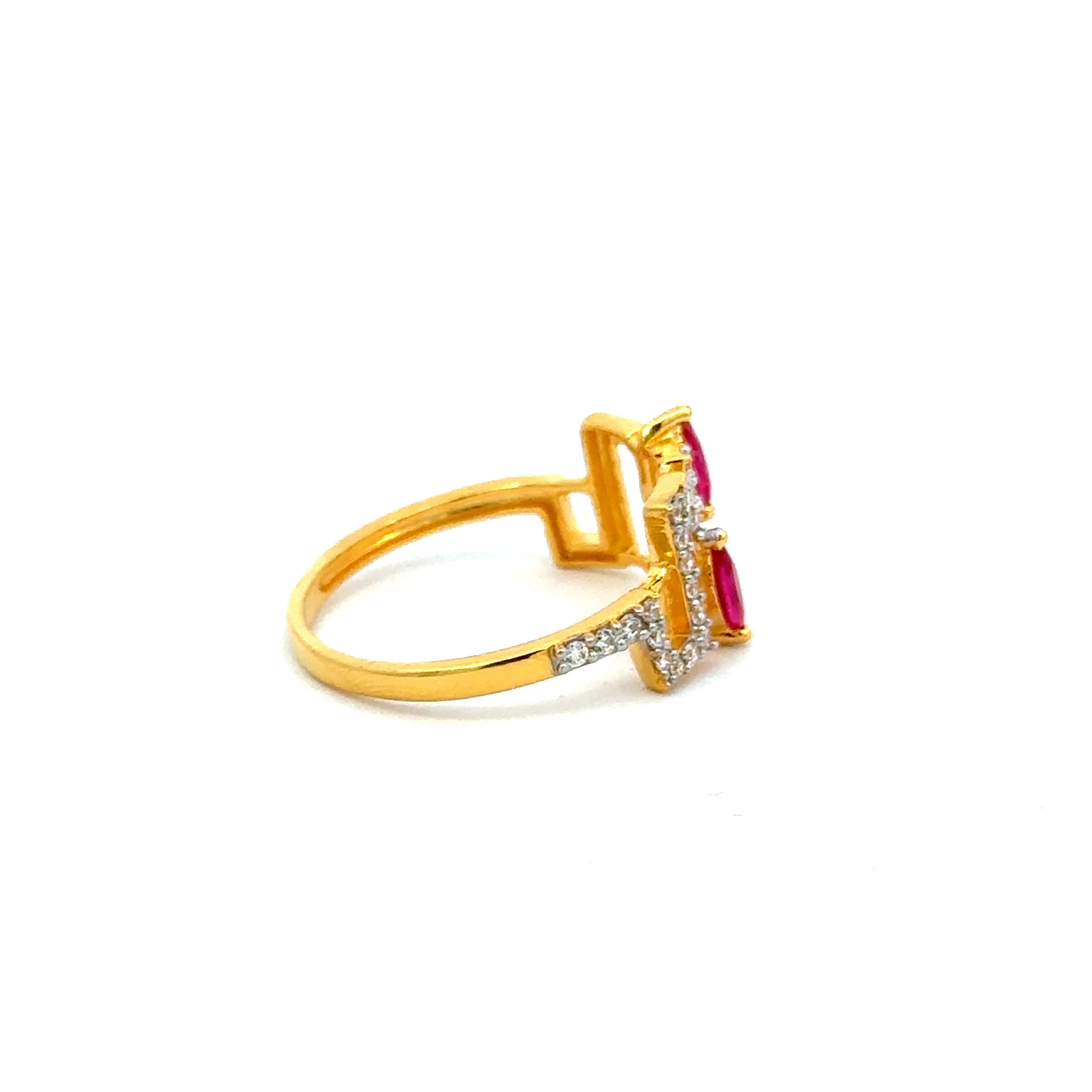 22k Yellow Cubic Zirconia Cocktail Fancy Rings in size 8 and total gold weight of 3.19g