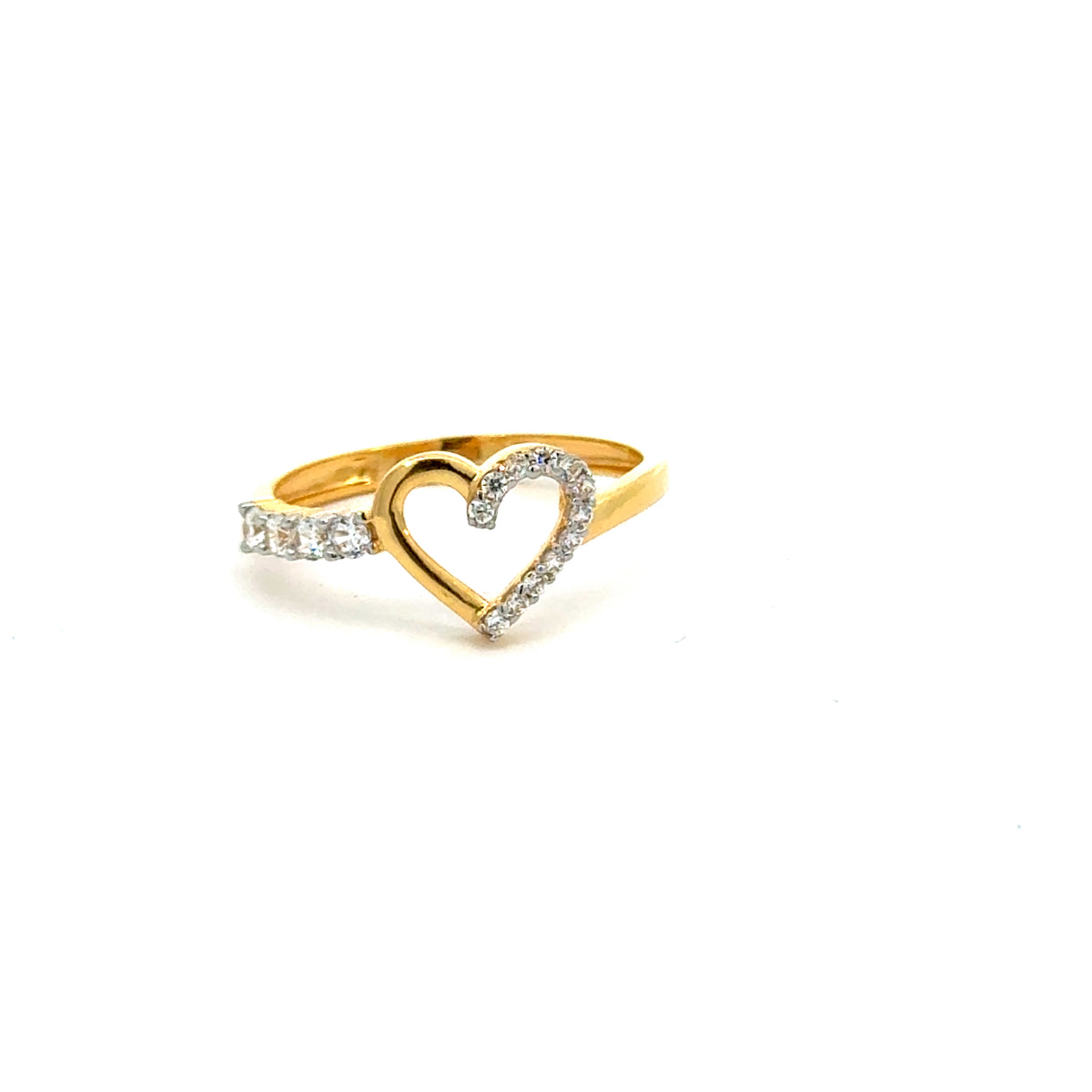 22k Yellow Cubic Zirconia Cocktail Fancy Heart  Rings in size 8 and total gold weight of 2.56g