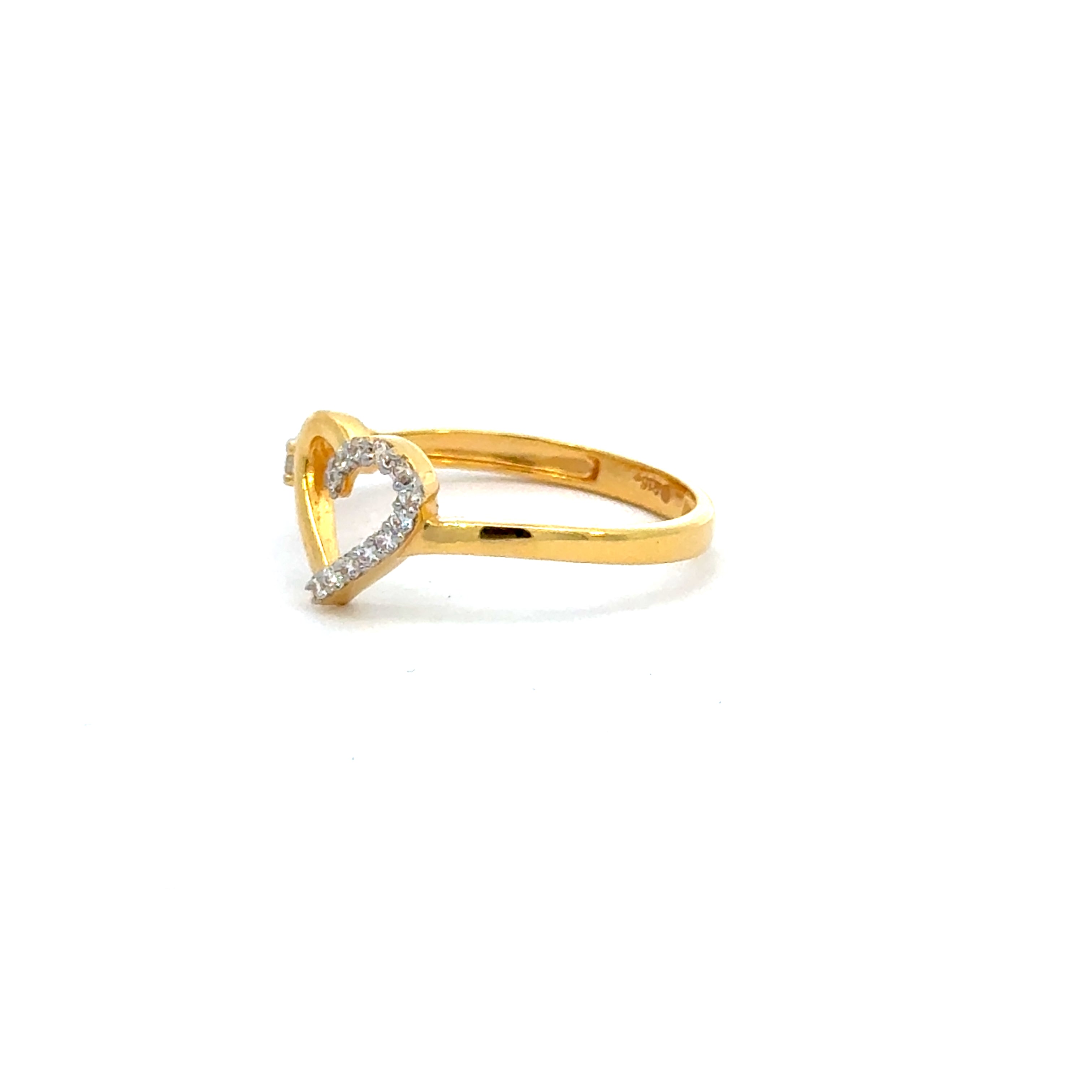 22k Yellow Cubic Zirconia Cocktail Fancy Heart  Rings in size 8 and total gold weight of 2.56g