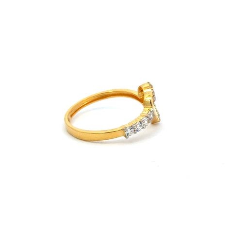 22k Yellow Cubic Zirconia Cocktail Fancy Heart  Rings in size 8 and total gold weight of 2.56g